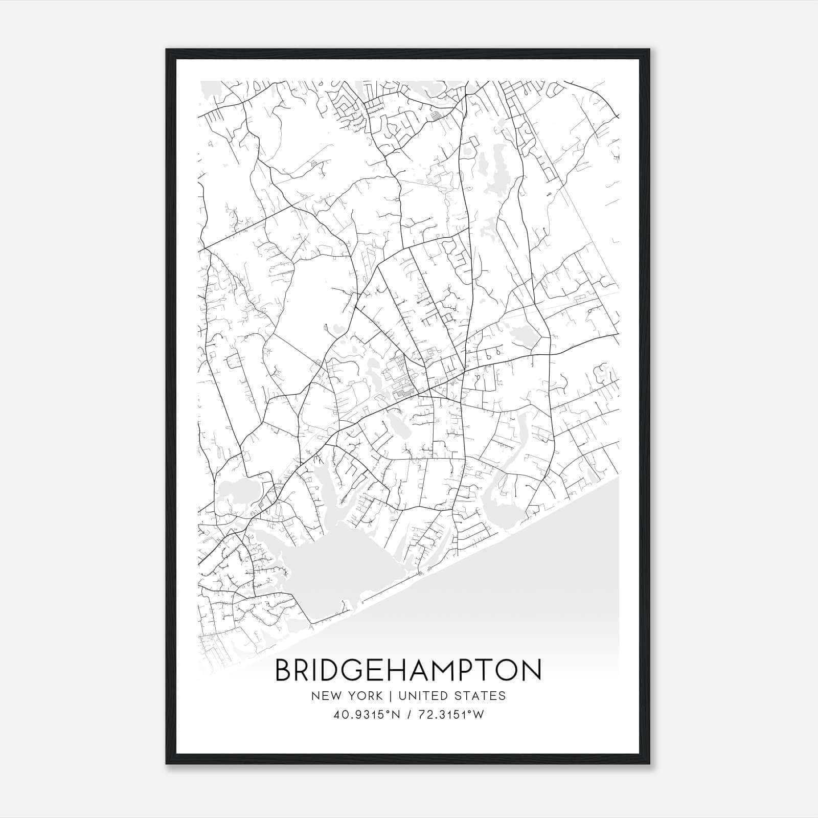 Bridgehampton New York Map Poster, Modern Home Decor Wall Art Print Bridgehampton New York Map Poster, Modern Home Decor Wall Art Print
