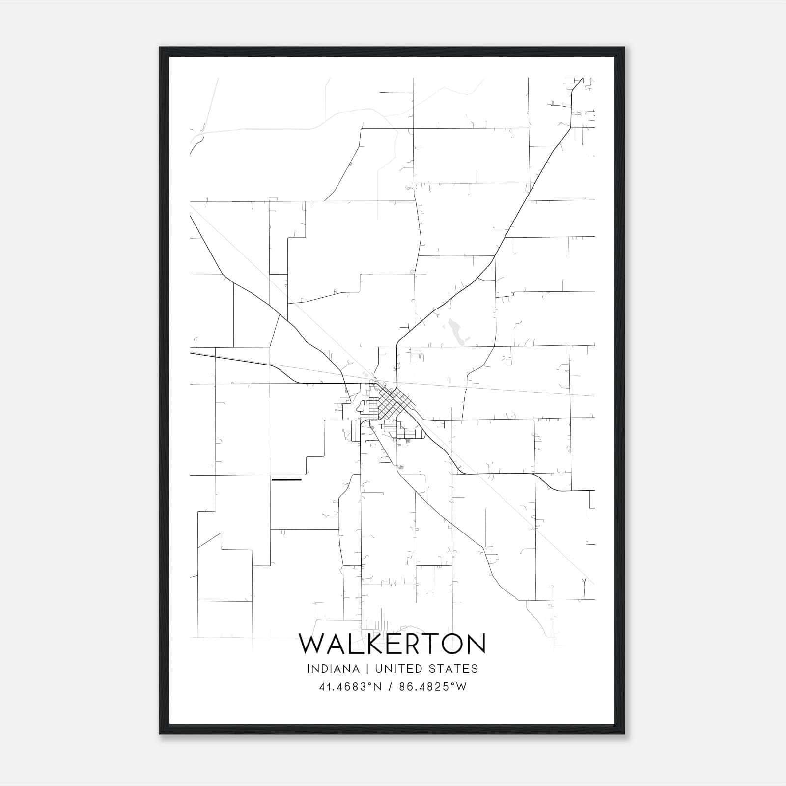 Walkerton Indiana Map Poster, Modern Home Decor Wall Art Print Walkerton Indiana Map Poster, Modern Home Decor Wall Art Print