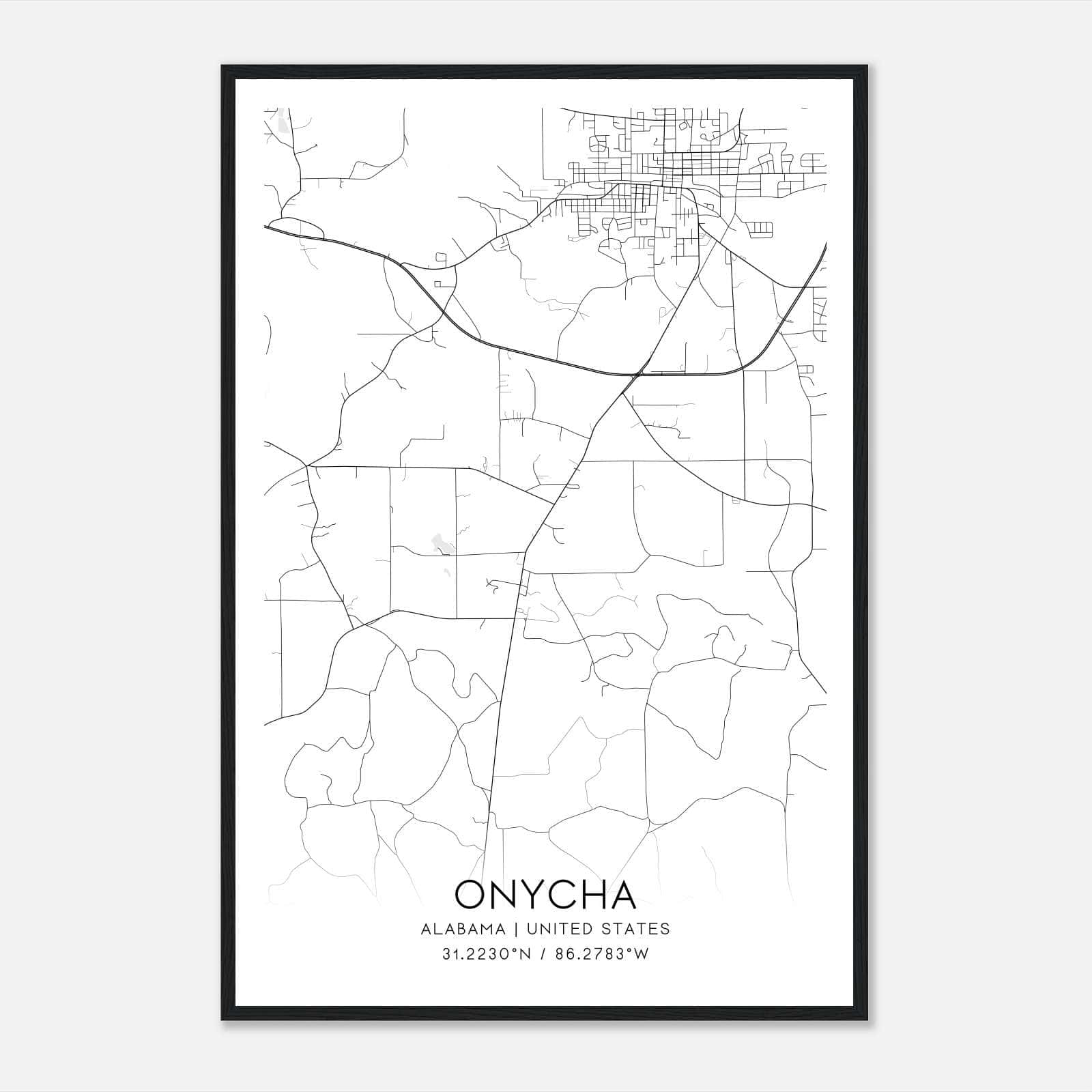 Onycha Alabama Map Poster, Modern Home Decor Wall Art Print Onycha Alabama Map Poster, Modern Home Decor Wall Art Print