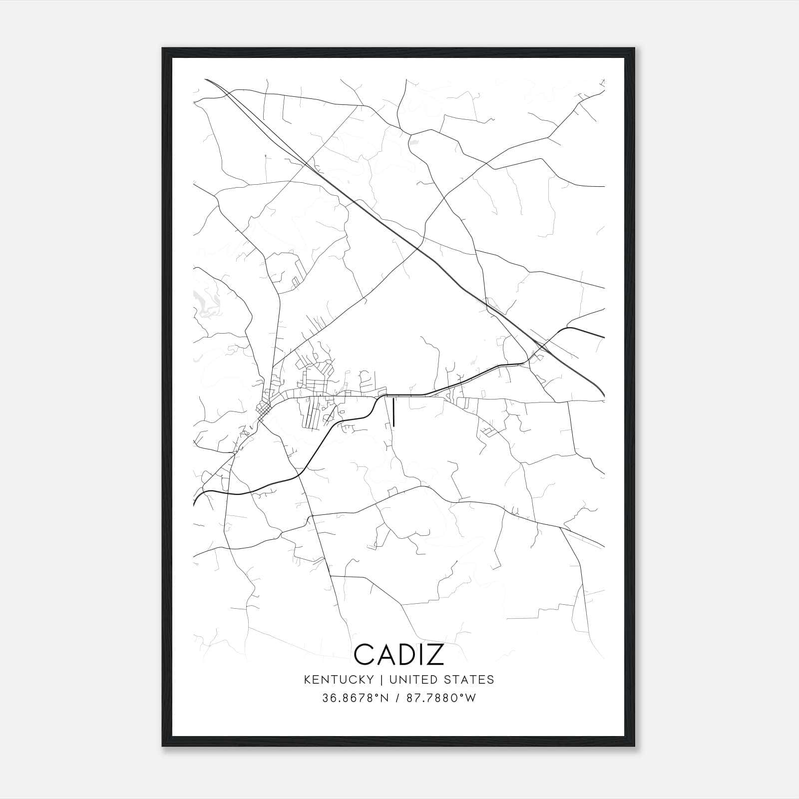 Cadiz Kentucky Map Poster, Modern Home Decor Wall Art Print Cadiz Kentucky Map Poster, Modern Home Decor Wall Art Print