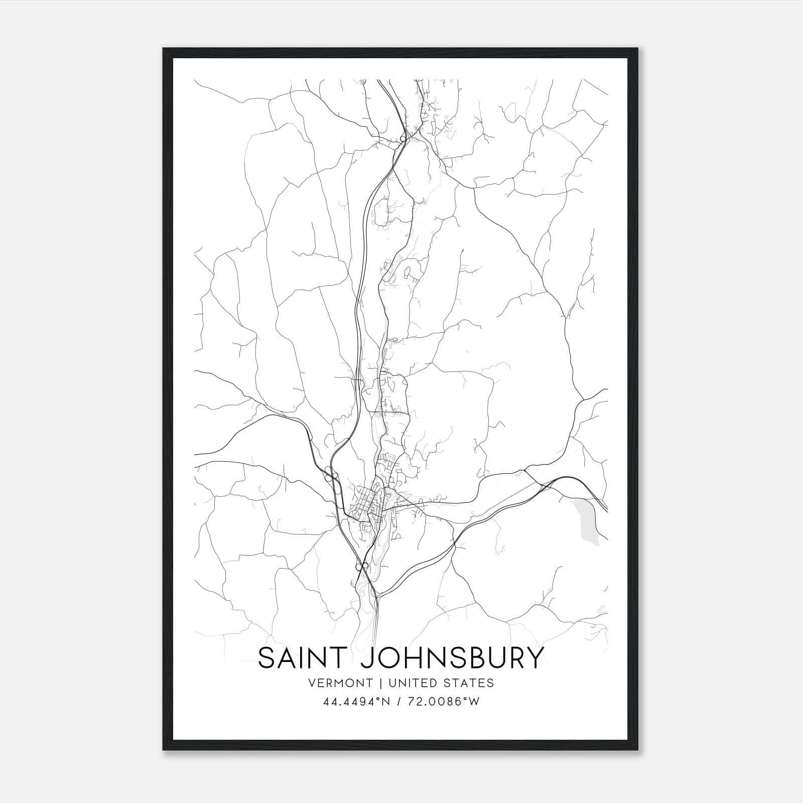 Saint Johnsbury Vermont Map Poster, Modern Home Decor Wall Art Print Saint Johnsbury Vermont Map Poster, Modern Home Decor Wall Art Print
