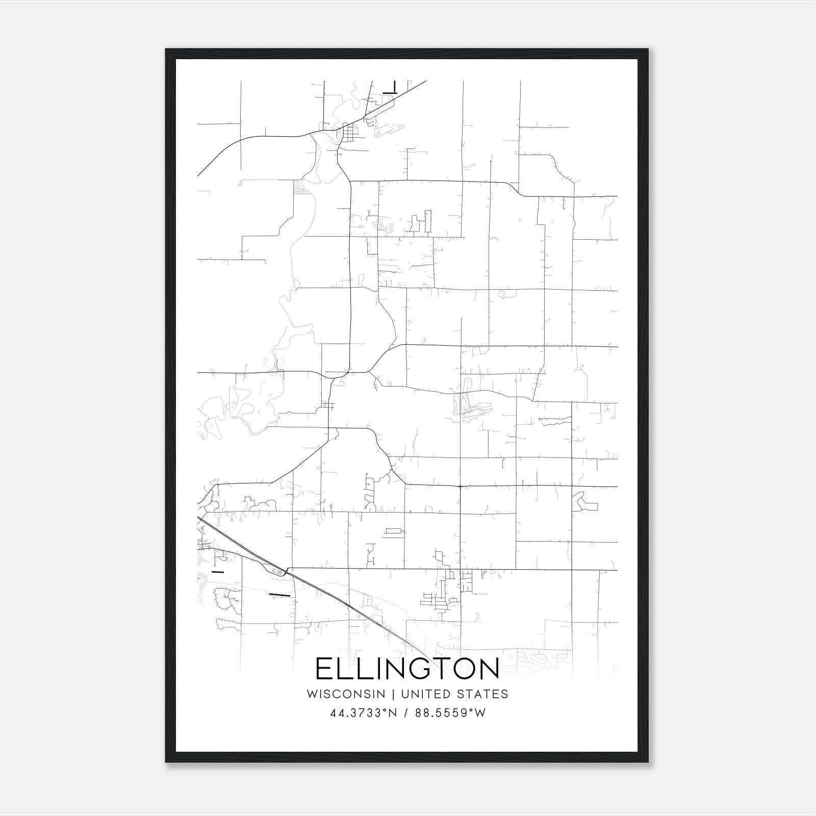 Ellington Wisconsin Map Poster, Modern Home Decor Wall Art Print Ellington Wisconsin Map Poster, Modern Home Decor Wall Art Print