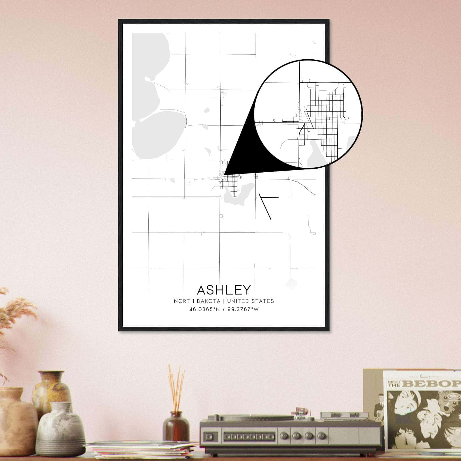 Deerfield Kansas Map Poster, Modern Home Decor Wall Art Print (Copy)