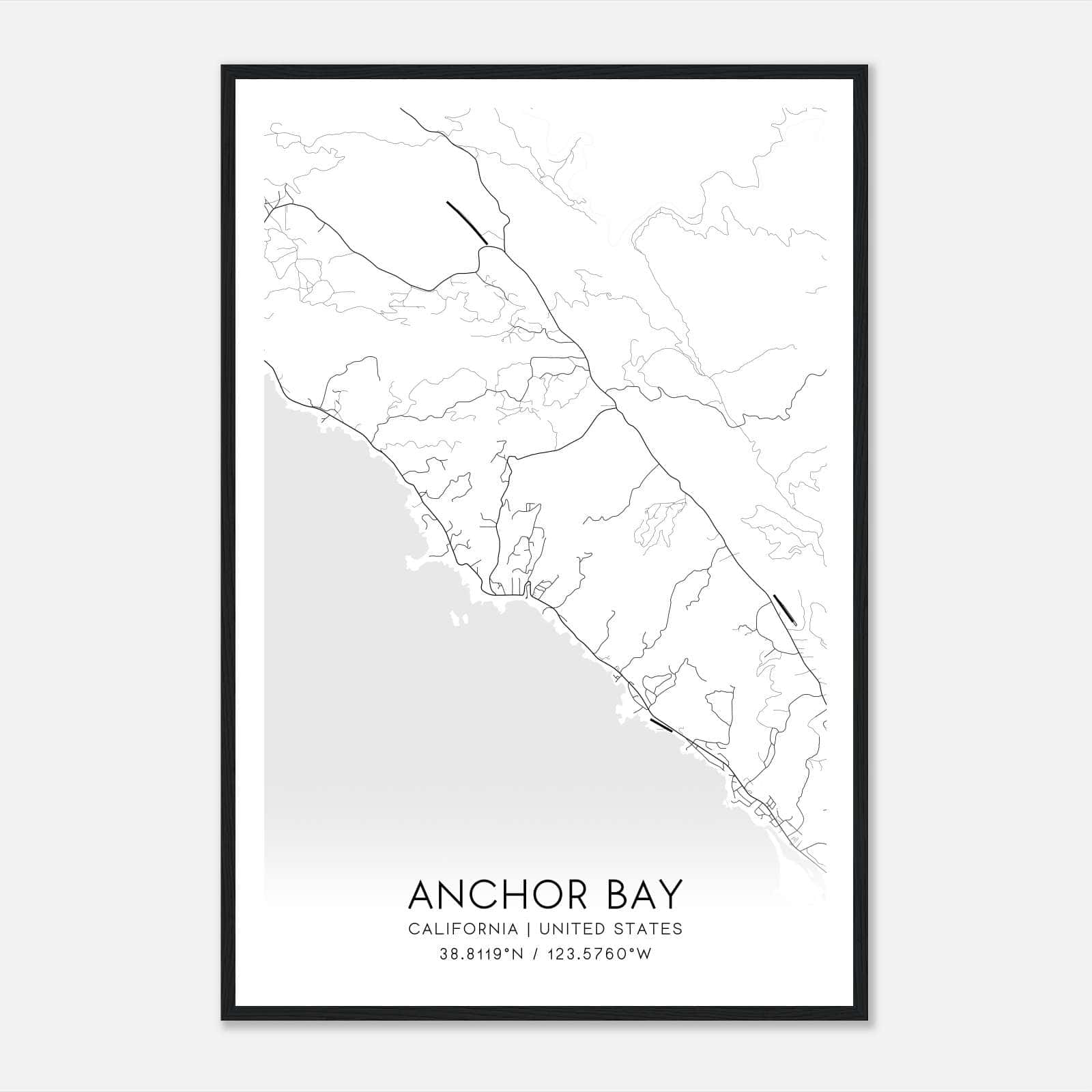 Anchor Bay California Map Poster, Modern Home Decor Wall Art Print Anchor Bay California Map Poster, Modern Home Decor Wall Art Print