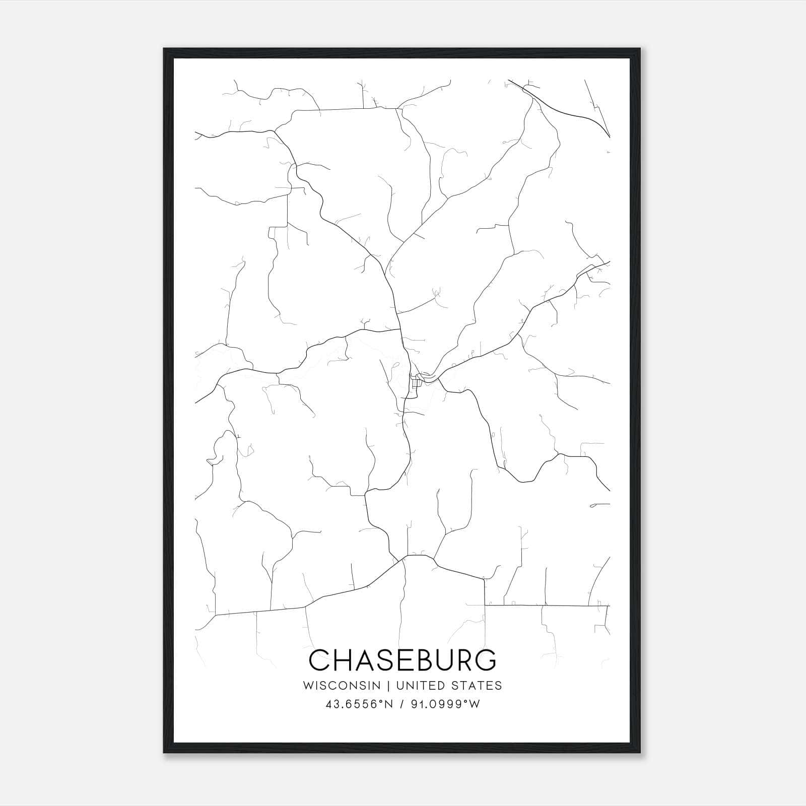Chaseburg Wisconsin Map Poster, Modern Home Decor Wall Art Print Chaseburg Wisconsin Map Poster, Modern Home Decor Wall Art Print