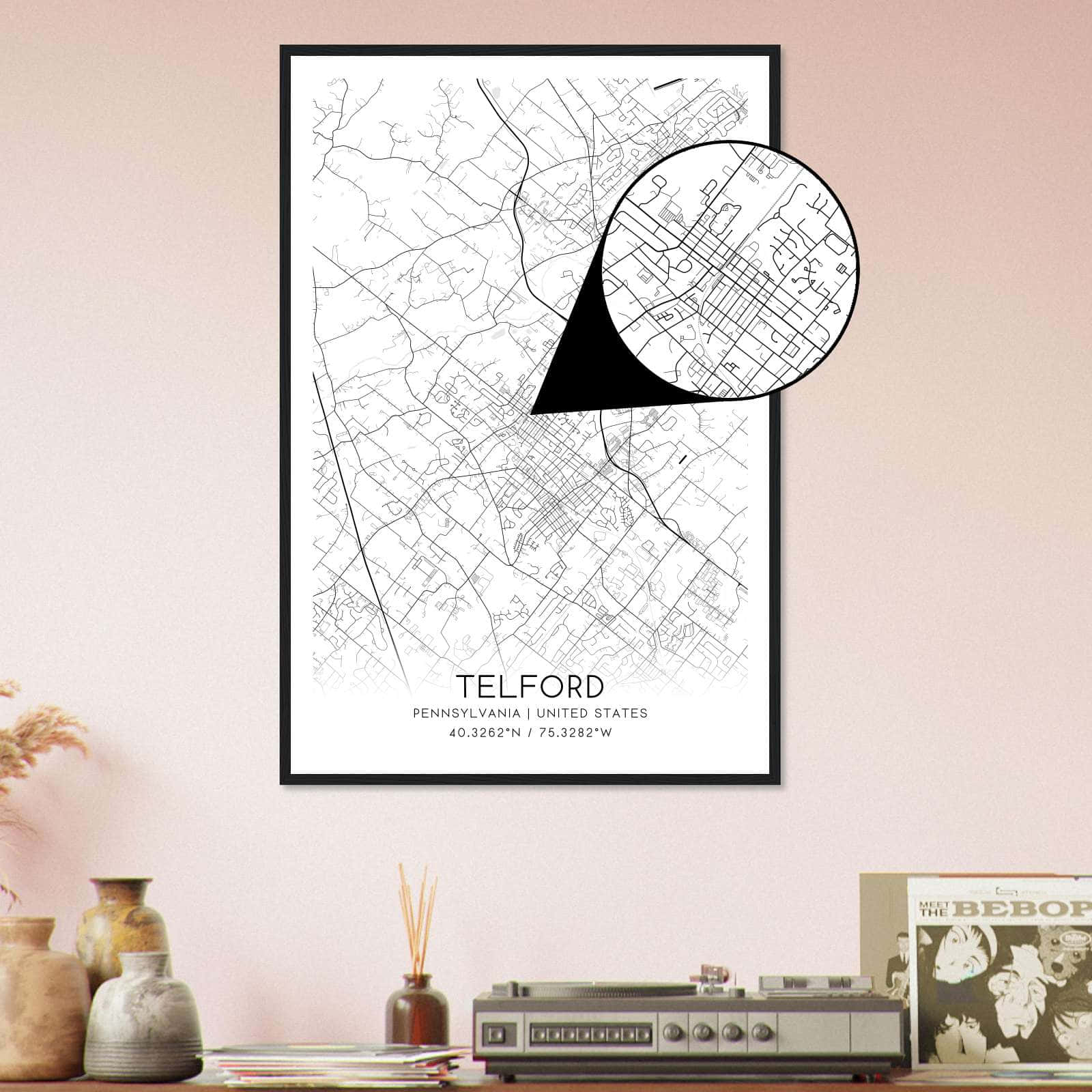 Deerfield Kansas Map Poster, Modern Home Decor Wall Art Print (Copy)