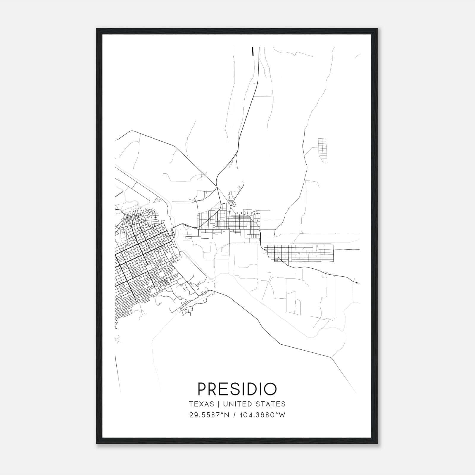 Presidio Texas Map Poster, Modern Home Decor Wall Art Print Presidio Texas Map Poster, Modern Home Decor Wall Art Print