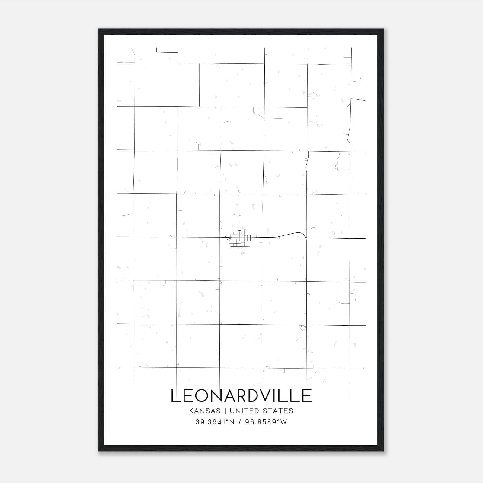 Leonardville Kansas Map Poster, Modern Home Decor Wall Art Print Leonardville Kansas Map Poster, Modern Home Decor Wall Art Print
