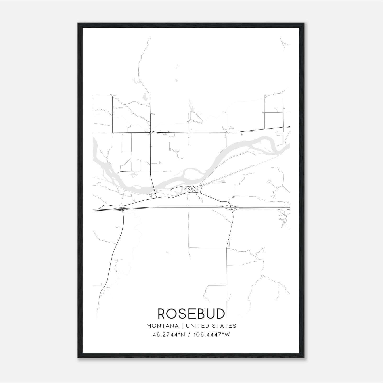 Rosebud Montana Map Poster, Modern Home Decor Wall Art Print Rosebud Montana Map Poster, Modern Home Decor Wall Art Print