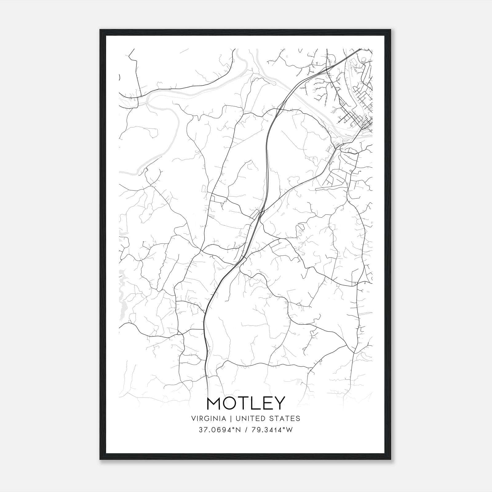 Motley Virginia Map Poster, Modern Home Decor Wall Art Print Motley Virginia Map Poster, Modern Home Decor Wall Art Print