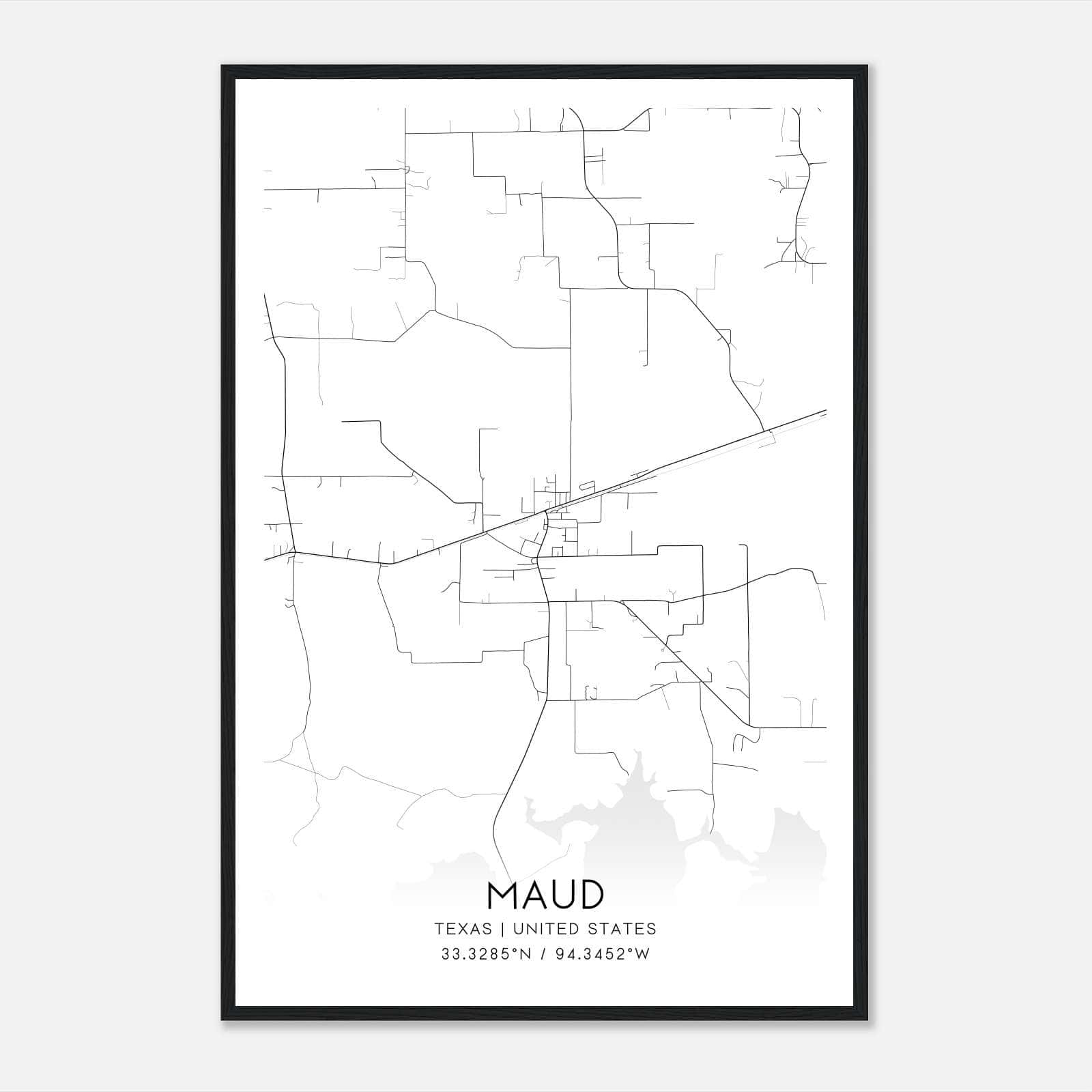 Maud Texas Map Poster, Modern Home Decor Wall Art Print Maud Texas Map Poster, Modern Home Decor Wall Art Print