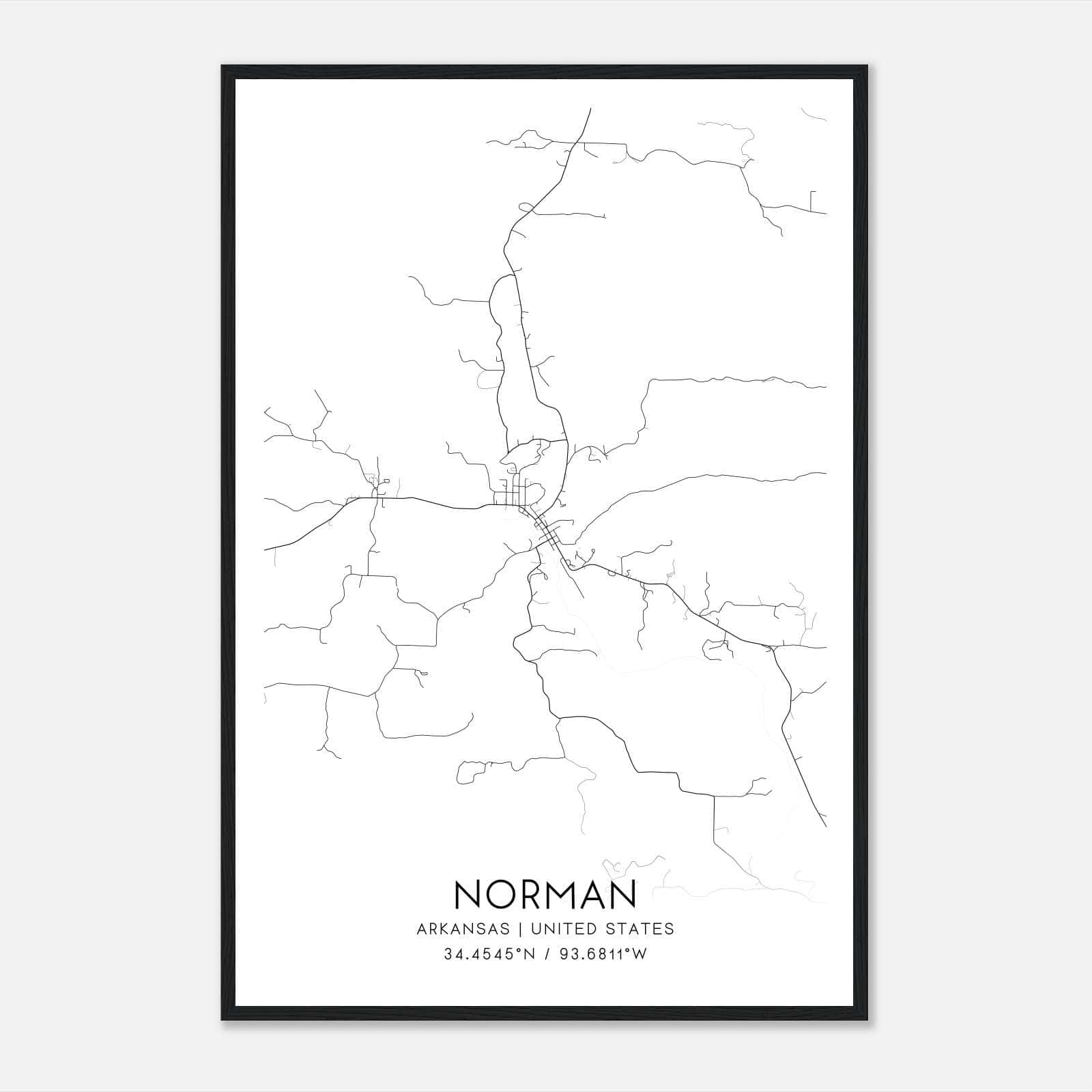 Norman Arkansas Map Poster, Modern Home Decor Wall Art Print Norman Arkansas Map Poster, Modern Home Decor Wall Art Print
