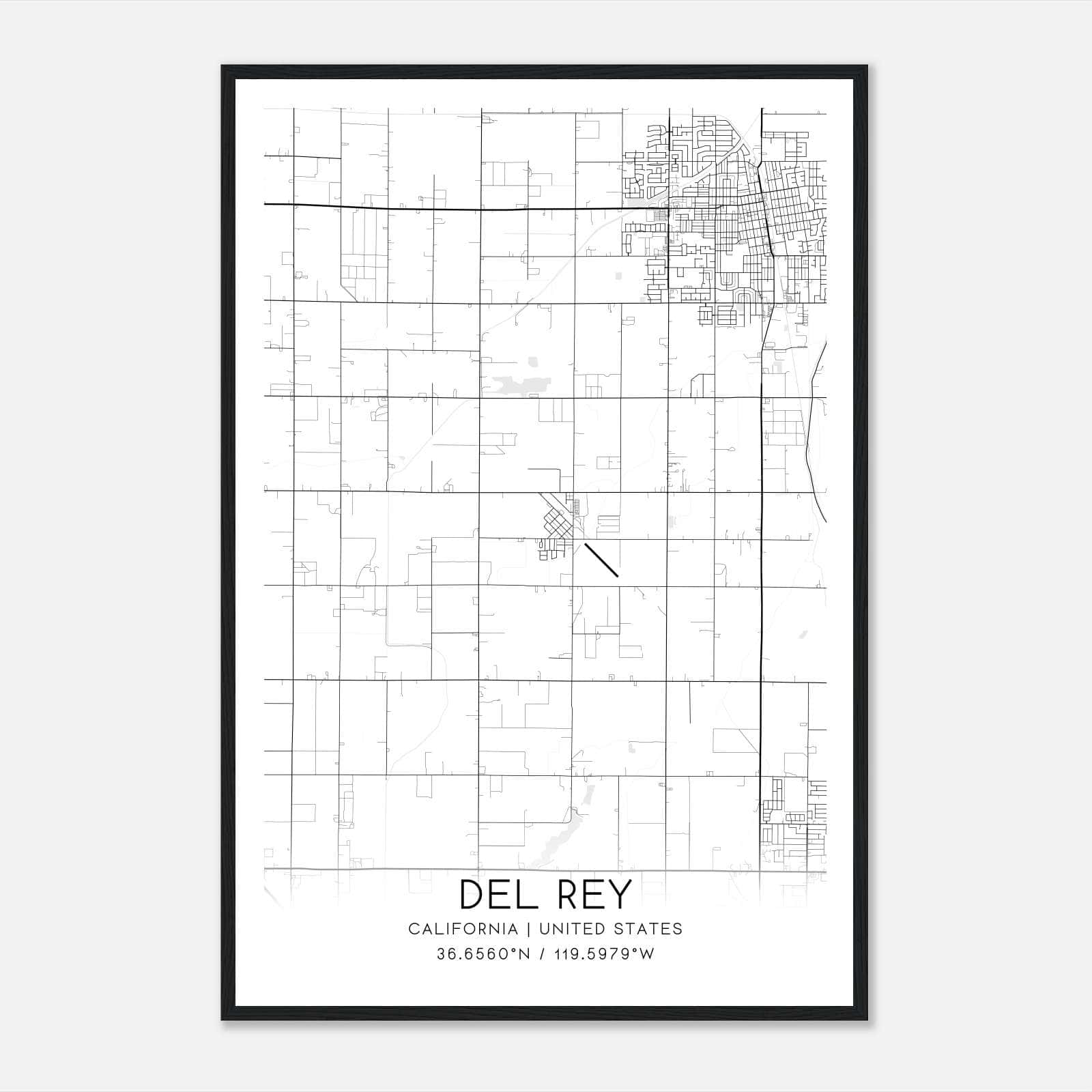 Del Rey California Map Poster, Modern Home Decor Wall Art Print Del Rey California Map Poster, Modern Home Decor Wall Art Print