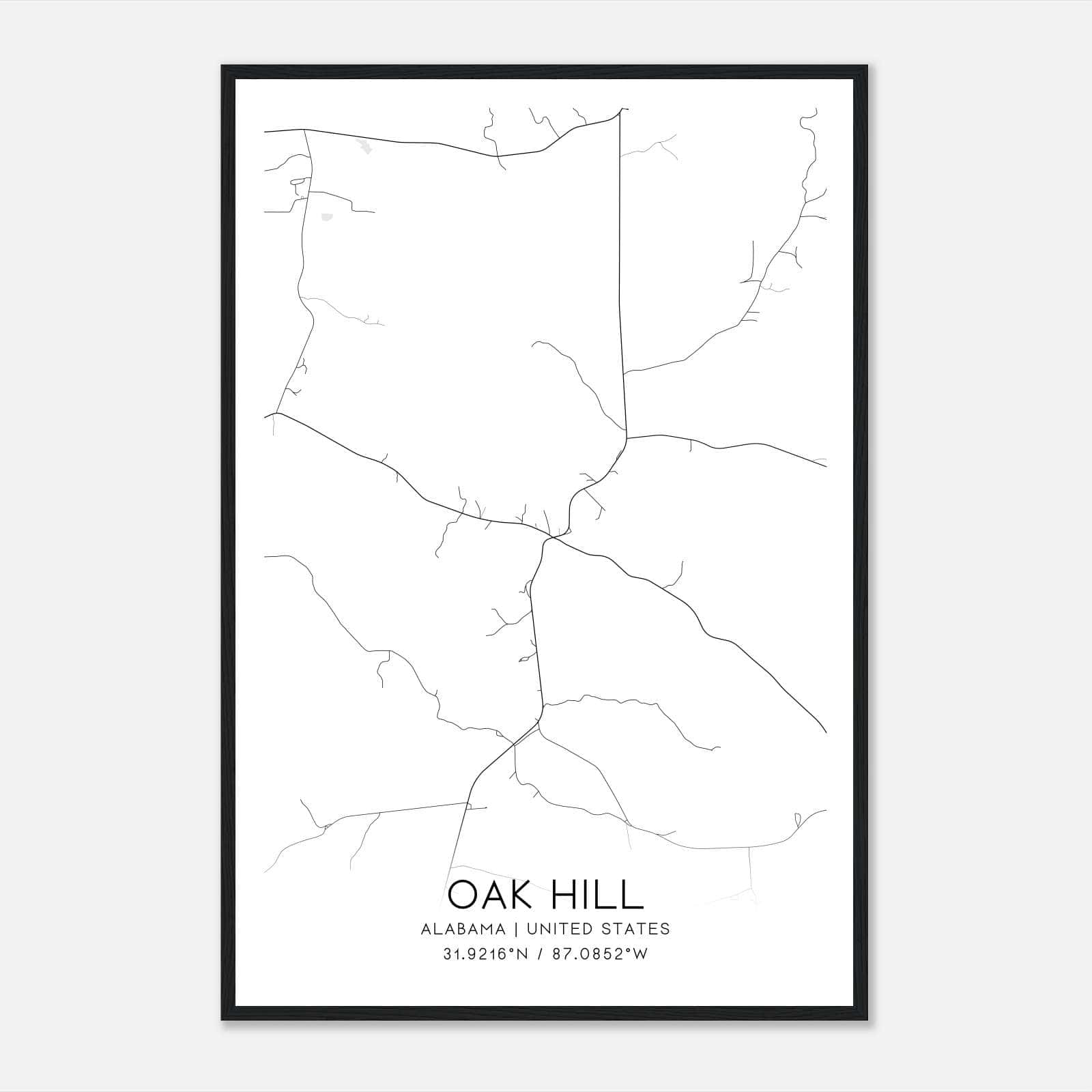 Oak Hill Alabama Map Poster, Modern Home Decor Wall Art Print Oak Hill Alabama Map Poster, Modern Home Decor Wall Art Print