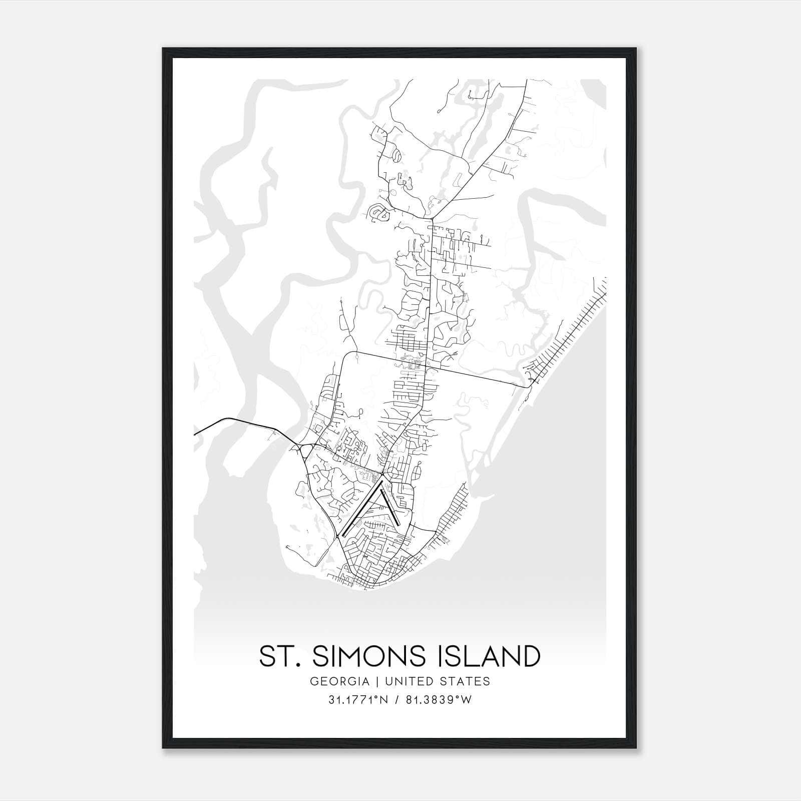 St. Simons Island Georgia Map Poster, Modern Home Decor Wall Art Print St. Simons Island Georgia Map Poster, Modern Home Decor Wall Art Print