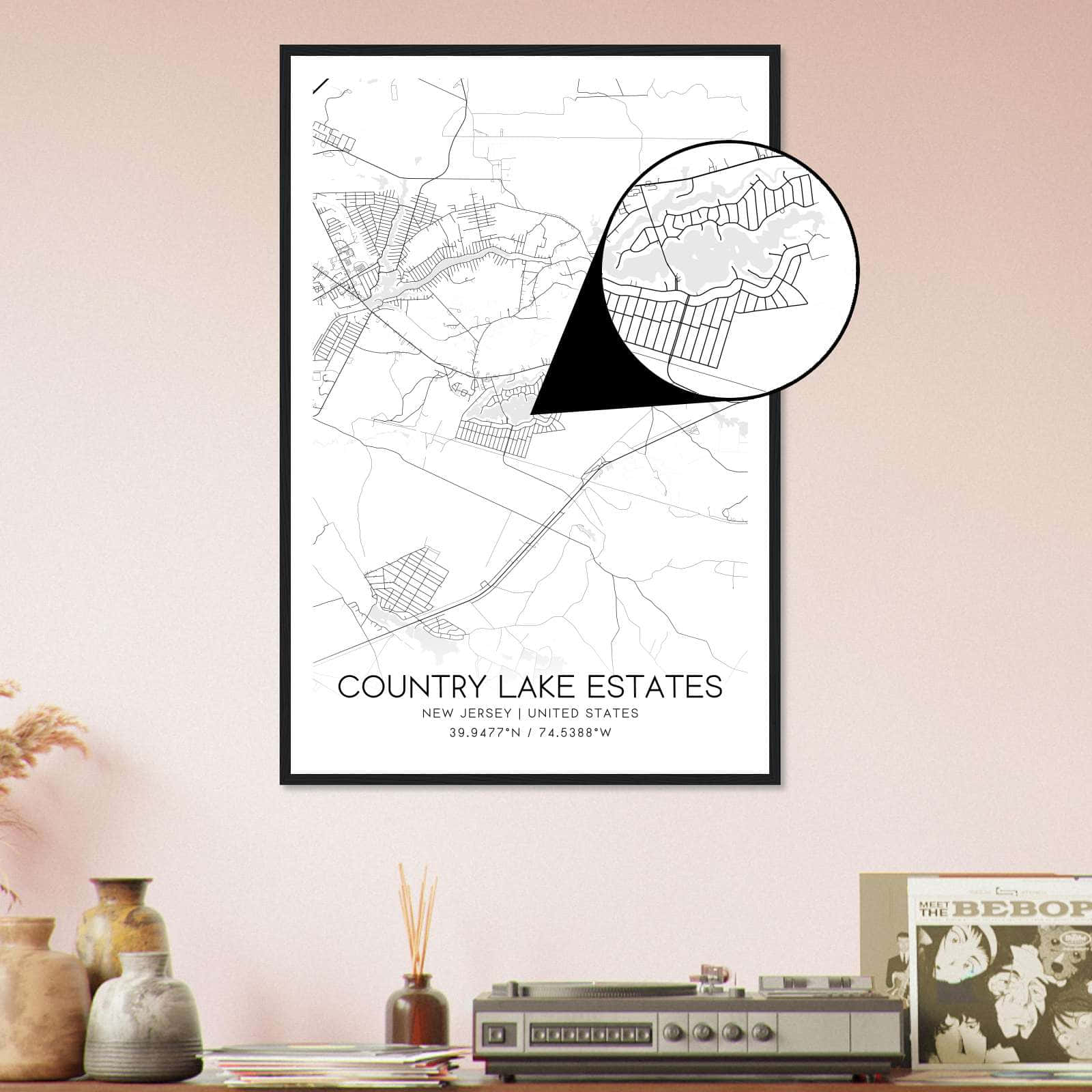 Deerfield Kansas Map Poster, Modern Home Decor Wall Art Print (Copy)