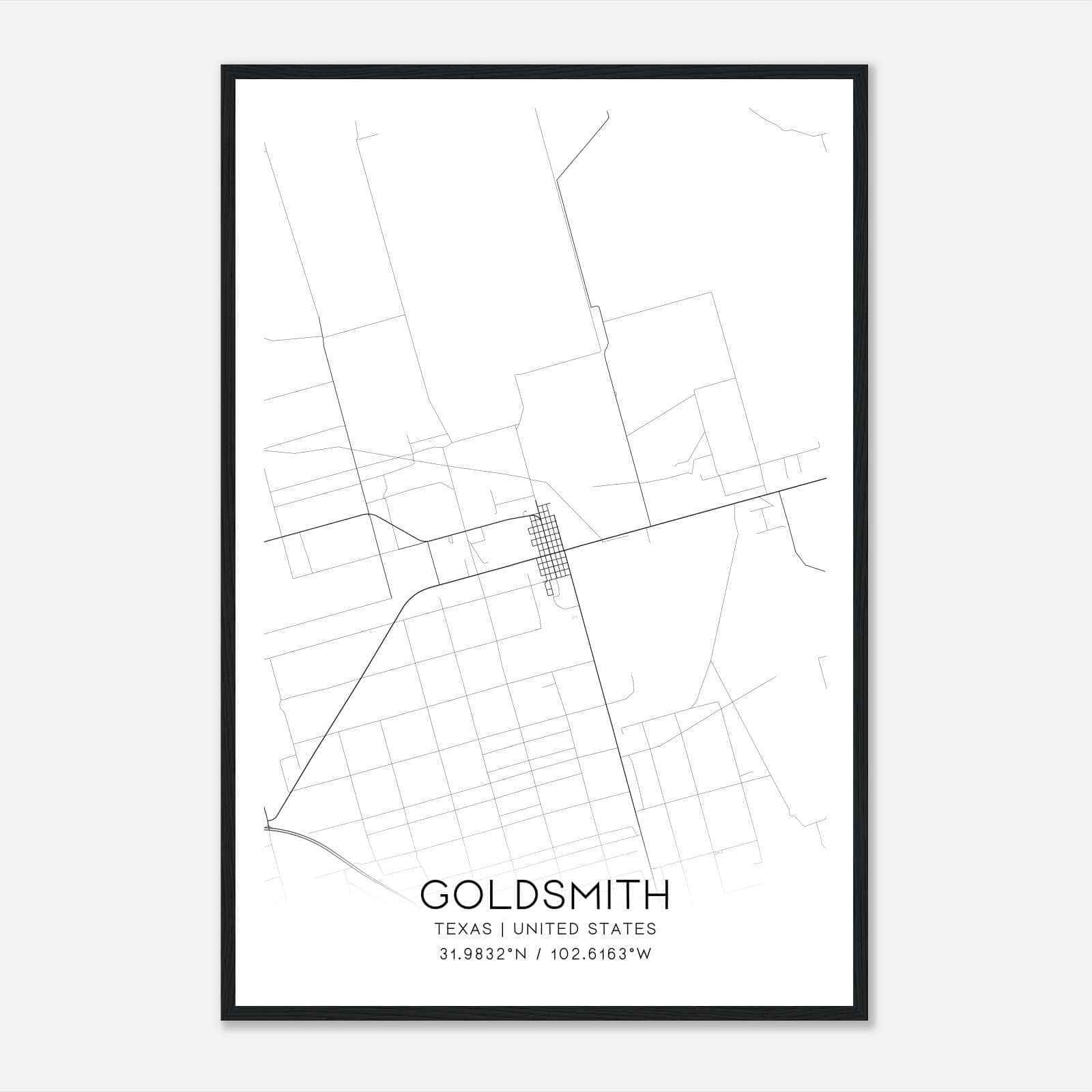 Goldsmith Texas Map Poster, Modern Home Decor Wall Art Print Goldsmith Texas Map Poster, Modern Home Decor Wall Art Print