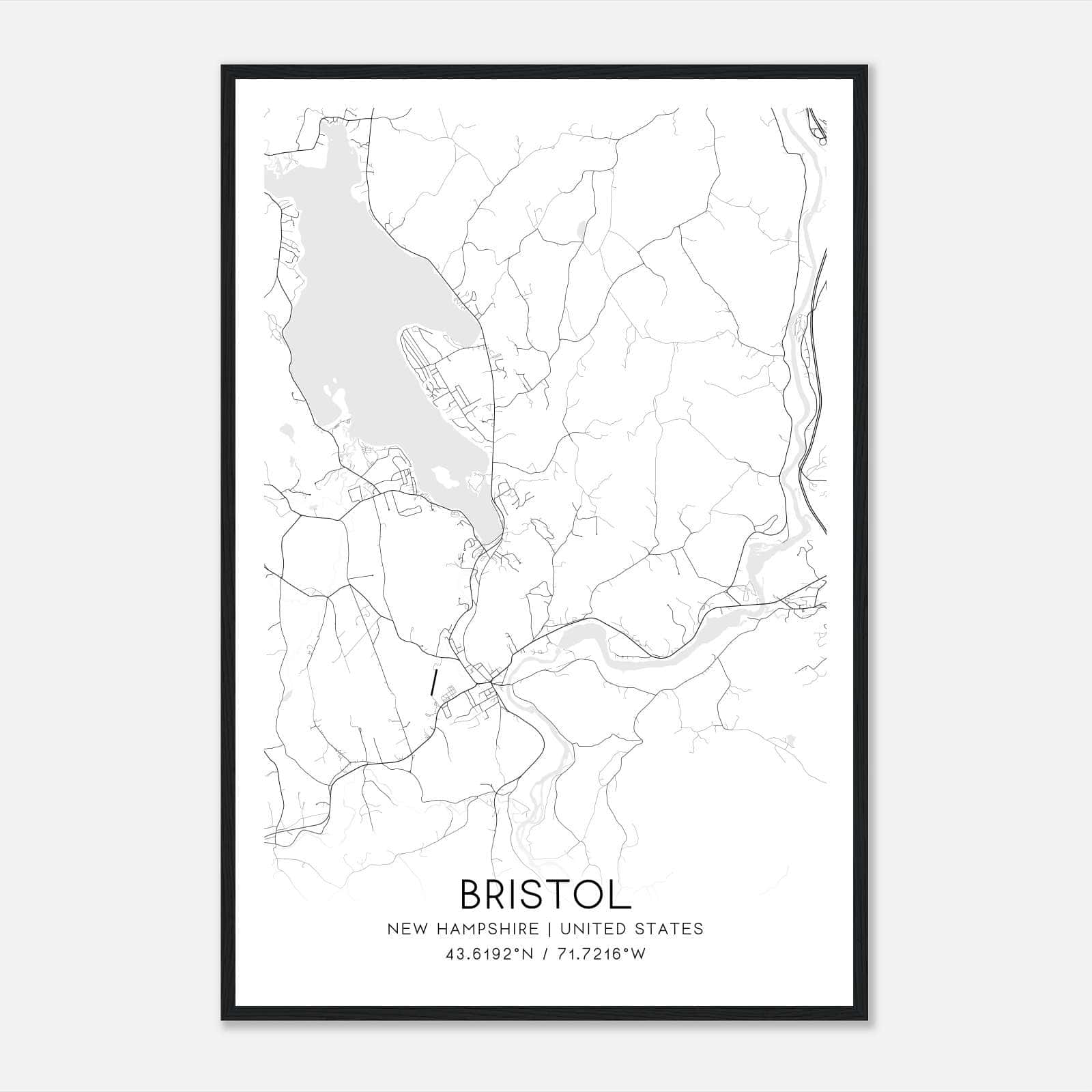 Bristol New Hampshire Map Poster, Modern Home Decor Wall Art Print Bristol New Hampshire Map Poster, Modern Home Decor Wall Art Print