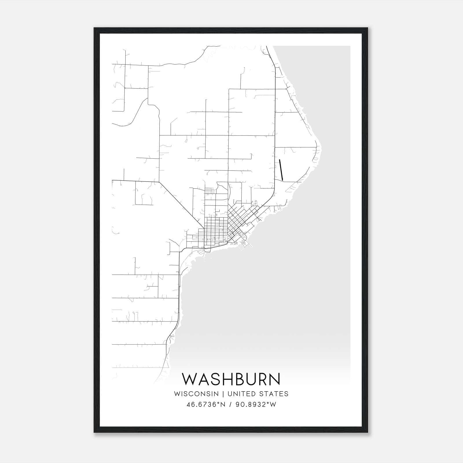 Washburn Wisconsin Map Poster, Modern Home Decor Wall Art Print Washburn Wisconsin Map Poster, Modern Home Decor Wall Art Print