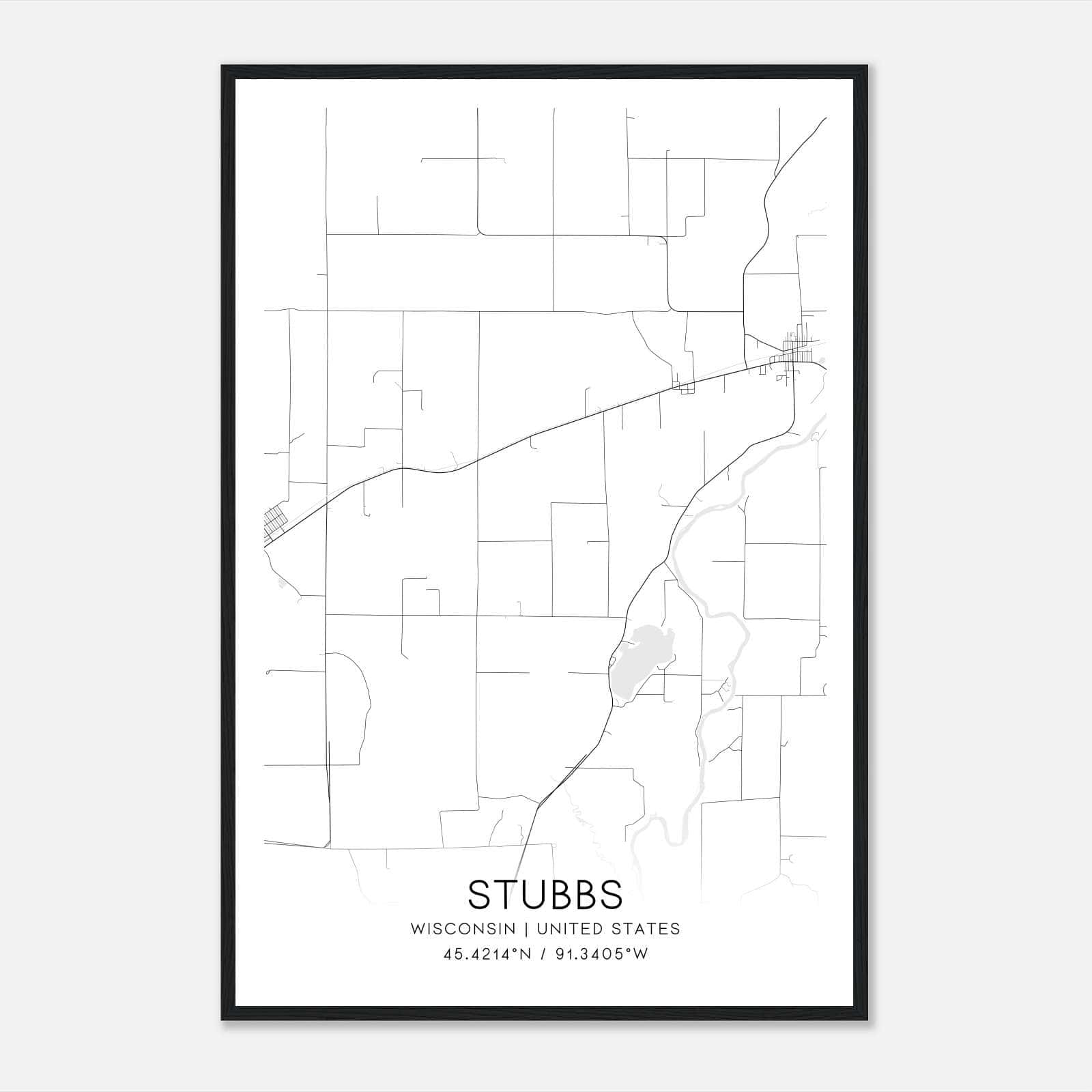 Stubbs Wisconsin Map Poster, Modern Home Decor Wall Art Print Stubbs Wisconsin Map Poster, Modern Home Decor Wall Art Print