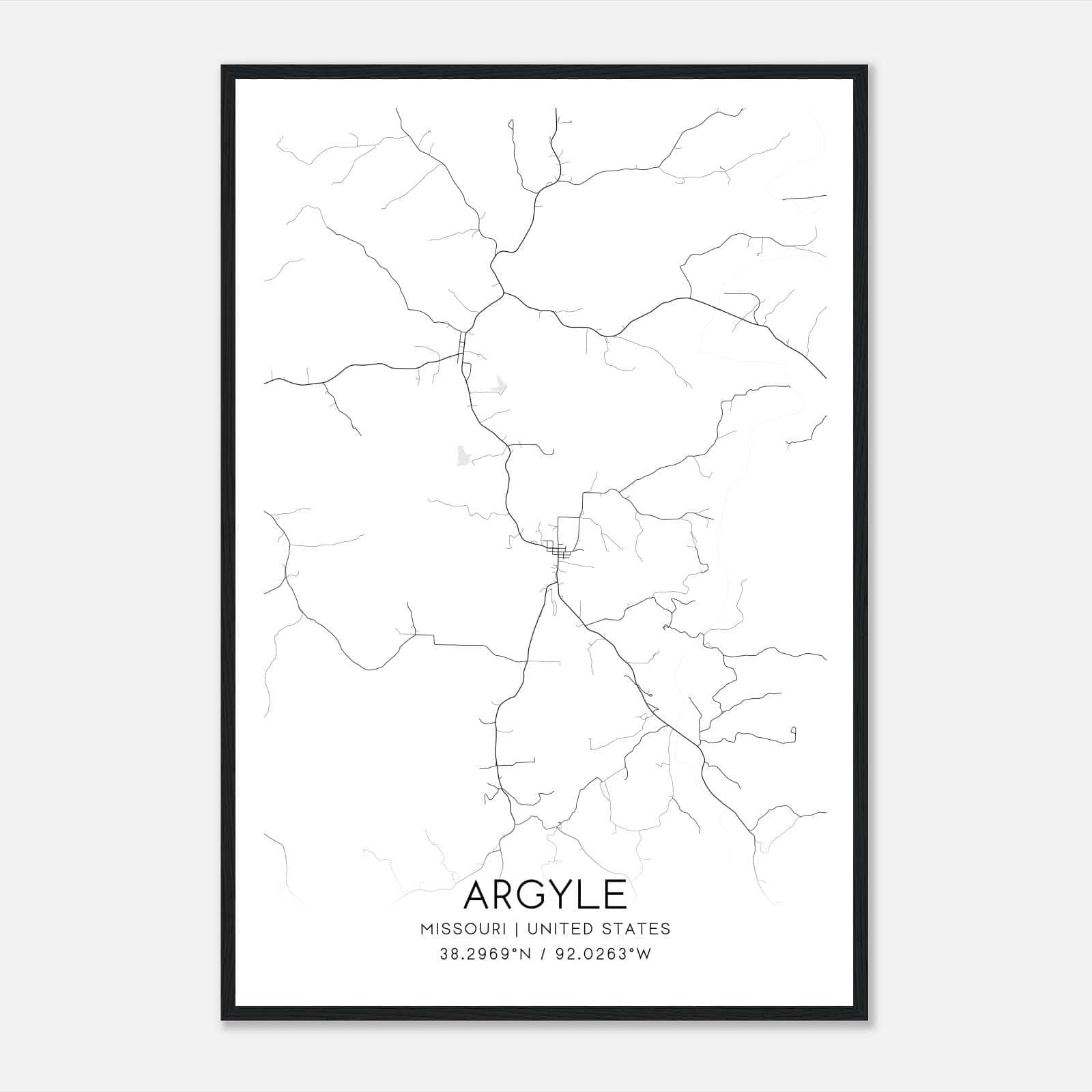 Argyle Missouri Map Poster, Modern Home Decor Wall Art Print Argyle Missouri Map Poster, Modern Home Decor Wall Art Print