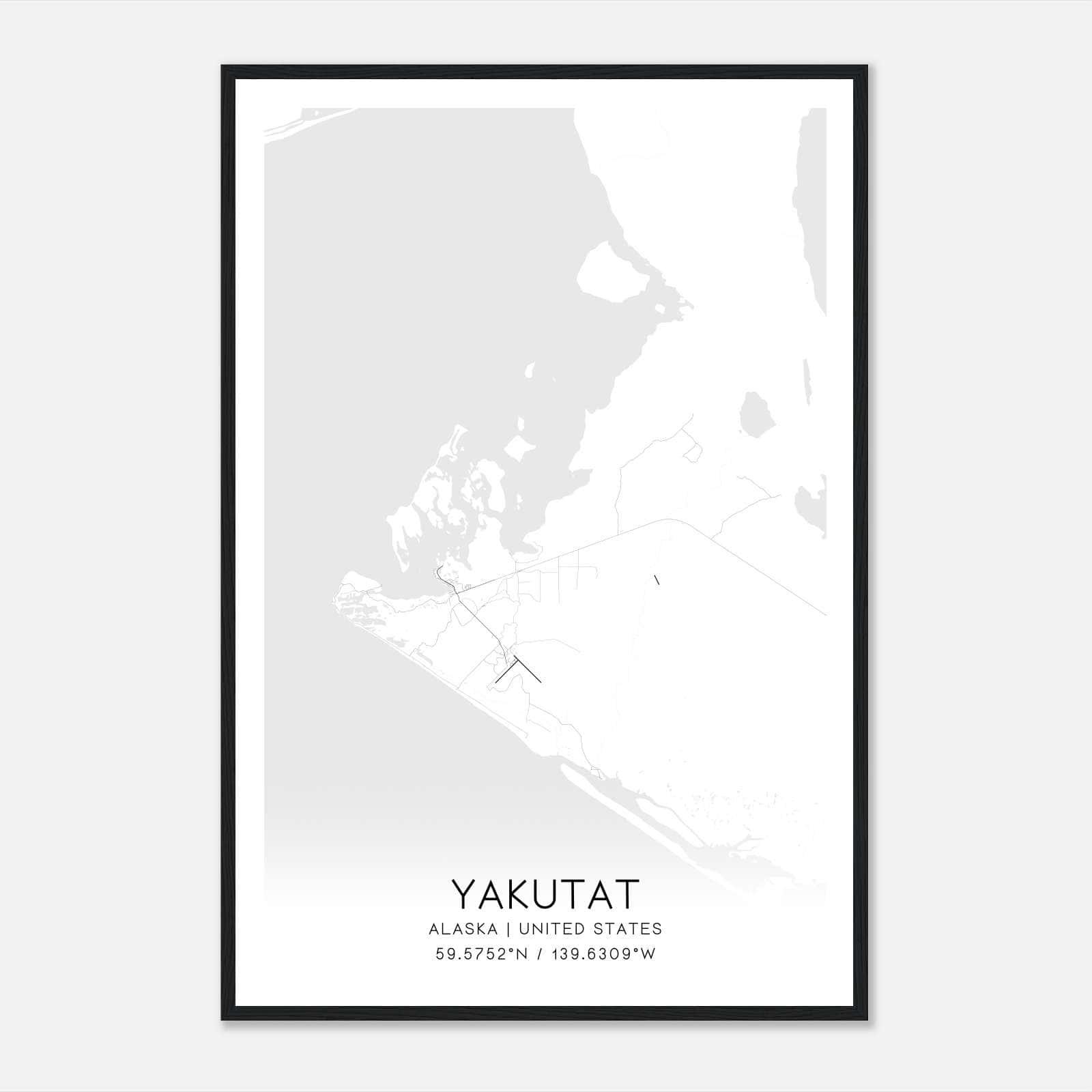 Yakutat Alaska Map Poster, Modern Home Decor Wall Art Print Yakutat Alaska Map Poster, Modern Home Decor Wall Art Print