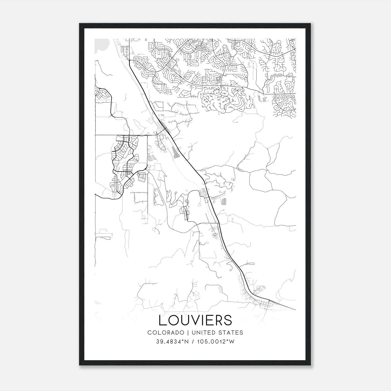 Louviers Colorado Map Poster, Modern Home Decor Wall Art Print Louviers Colorado Map Poster, Modern Home Decor Wall Art Print