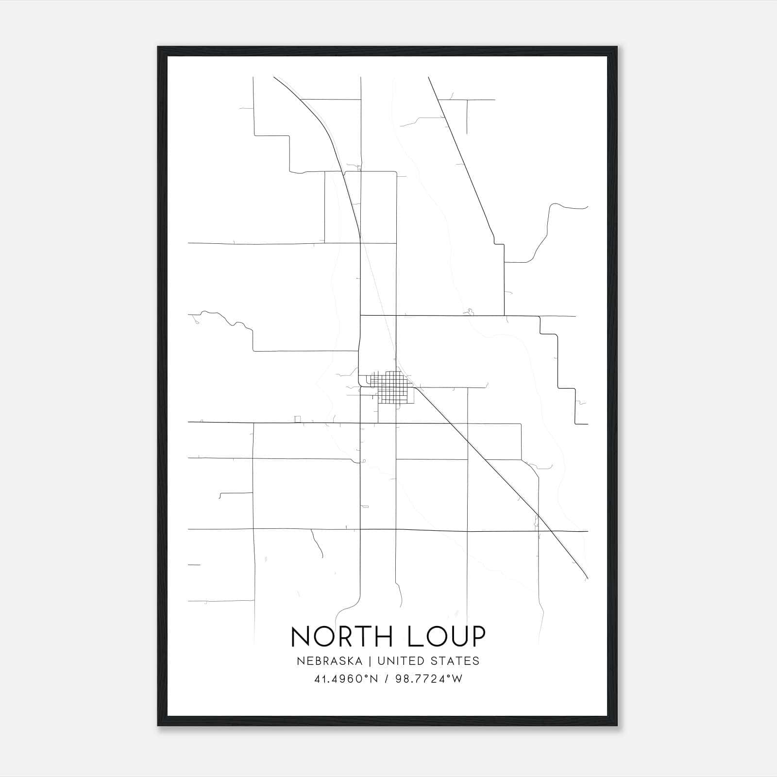 North Loup Nebraska Map Poster, Modern Home Decor Wall Art Print North Loup Nebraska Map Poster, Modern Home Decor Wall Art Print