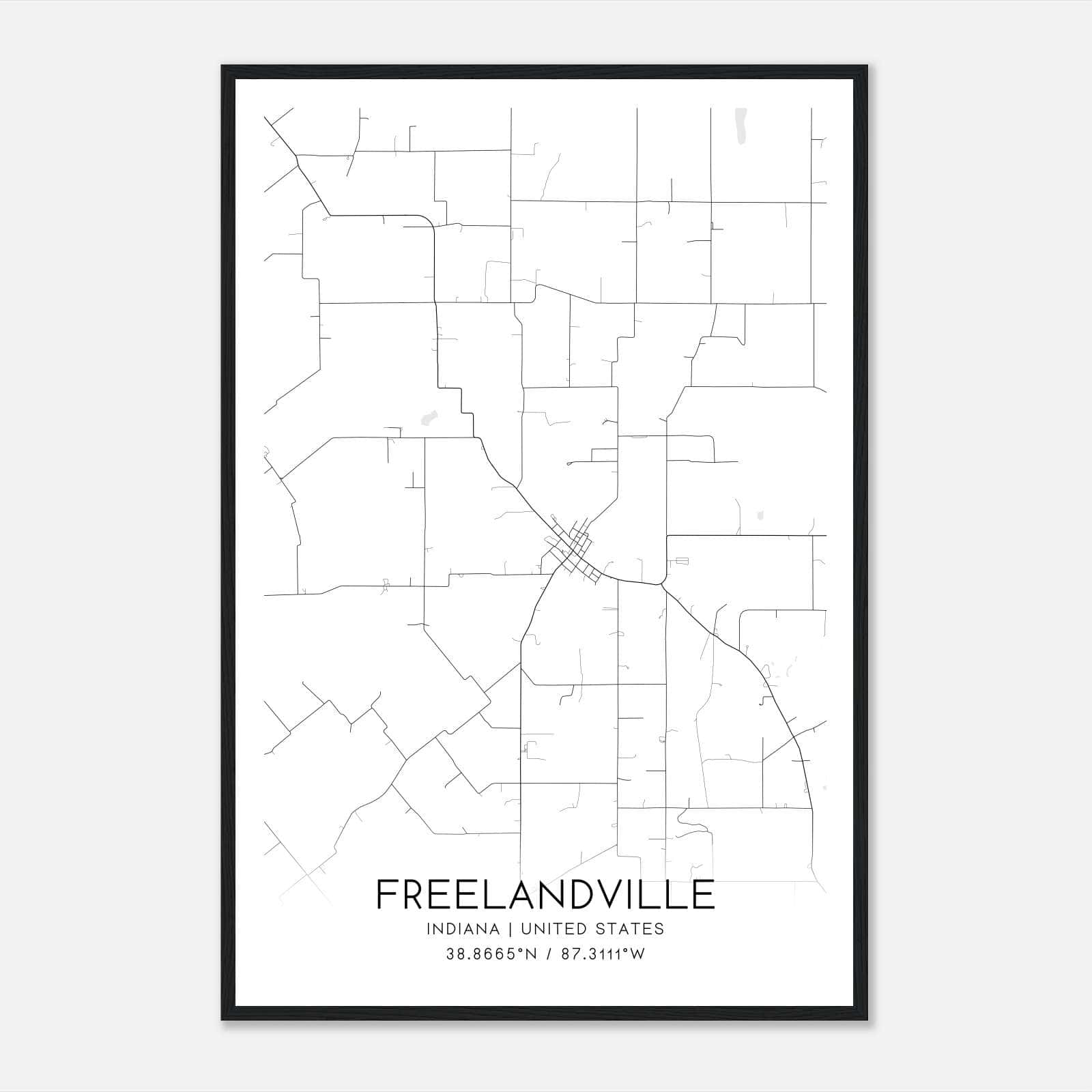Freelandville Indiana Map Poster, Modern Home Decor Wall Art Print Freelandville Indiana Map Poster, Modern Home Decor Wall Art Print
