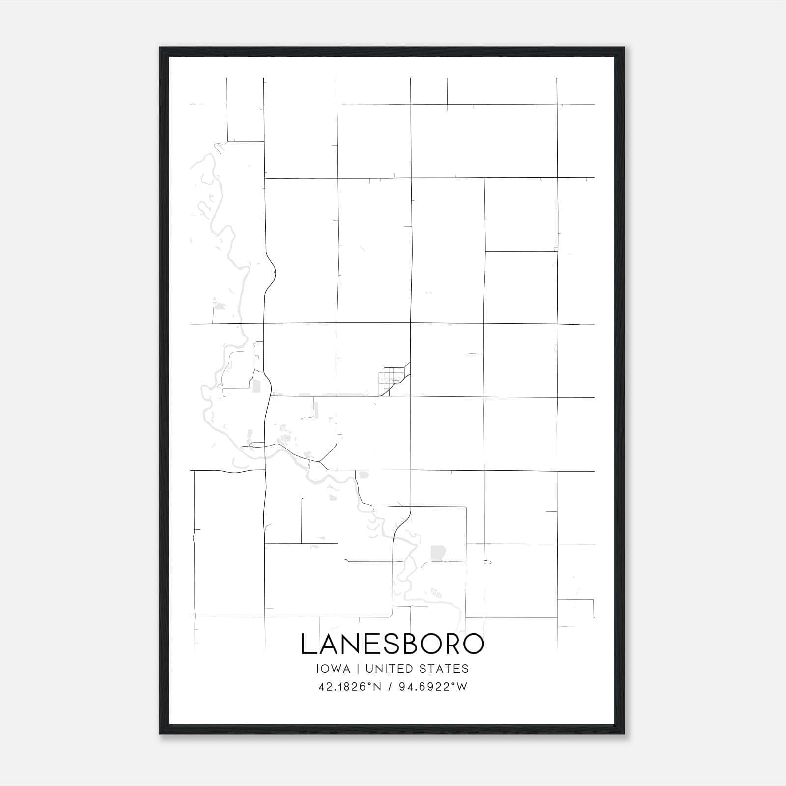 Lanesboro Iowa Map Poster, Modern Home Decor Wall Art Print Lanesboro Iowa Map Poster, Modern Home Decor Wall Art Print