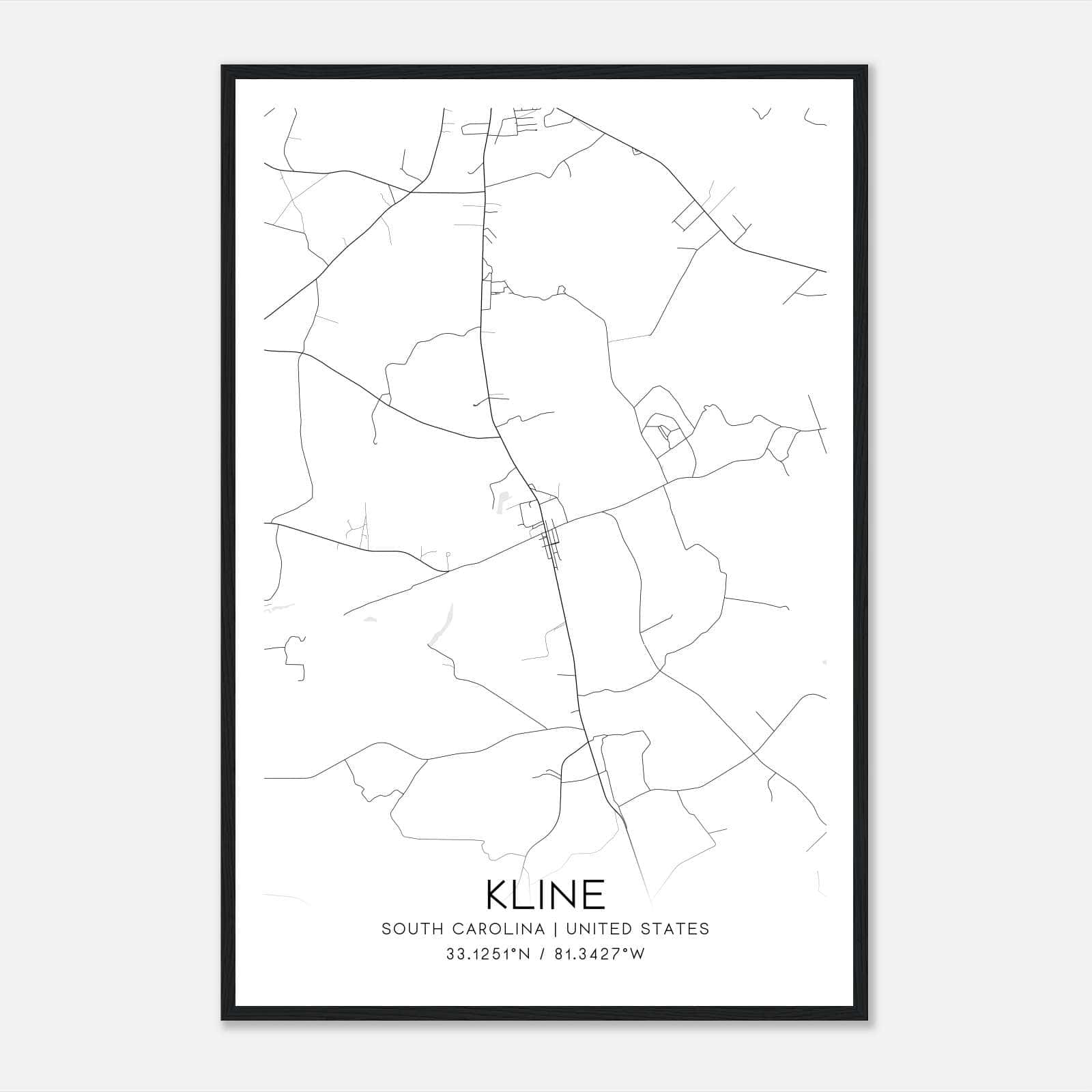 Kline South Carolina Map Poster, Modern Home Decor Wall Art Print Kline South Carolina Map Poster, Modern Home Decor Wall Art Print