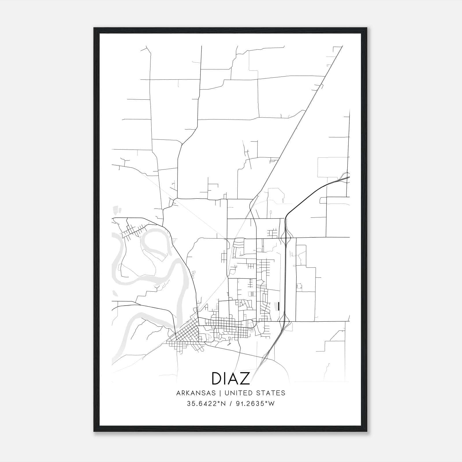Diaz Arkansas Map Poster, Modern Home Decor Wall Art Print Diaz Arkansas Map Poster, Modern Home Decor Wall Art Print