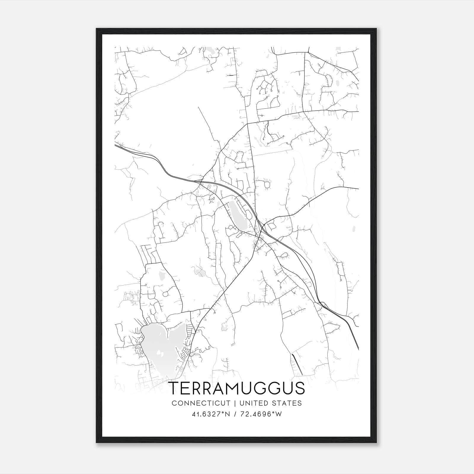 Terramuggus Connecticut Map Poster, Modern Home Decor Wall Art Print Terramuggus Connecticut Map Poster, Modern Home Decor Wall Art Print