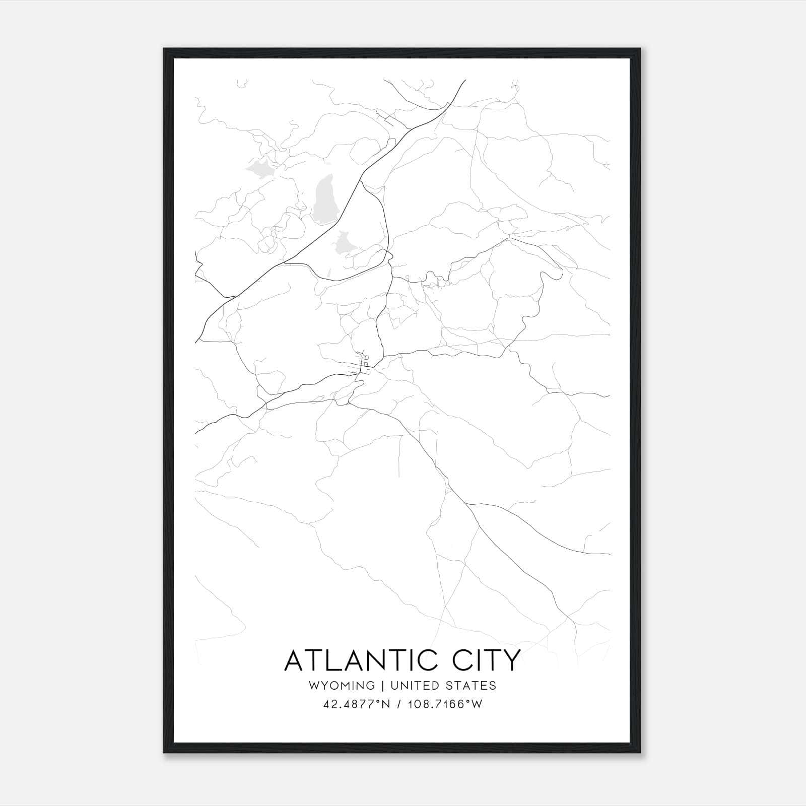 Atlantic City Wyoming Map Poster, Modern Home Decor Wall Art Print Atlantic City Wyoming Map Poster, Modern Home Decor Wall Art Print