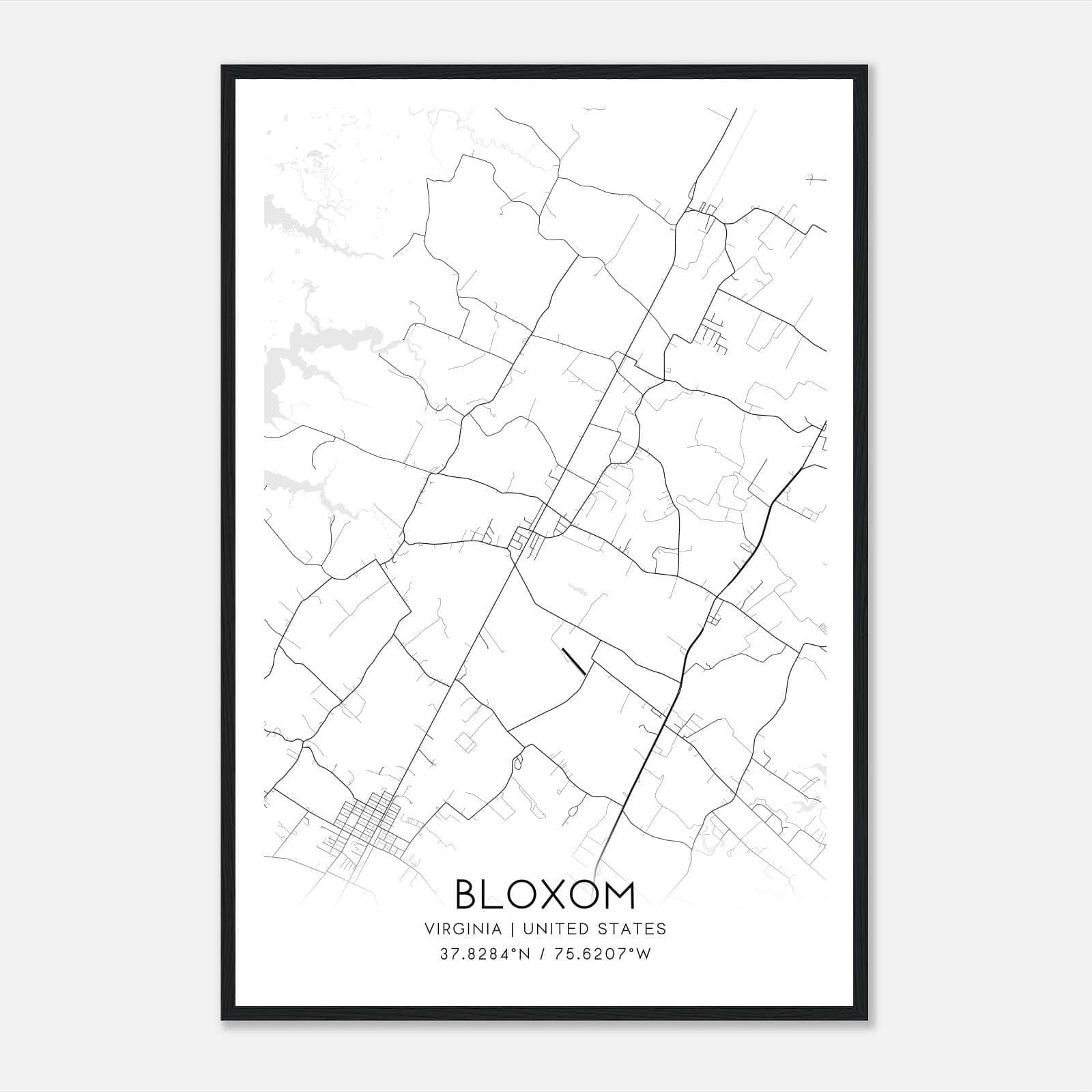 Bloxom Virginia Map Poster, Modern Home Decor Wall Art Print Bloxom Virginia Map Poster, Modern Home Decor Wall Art Print
