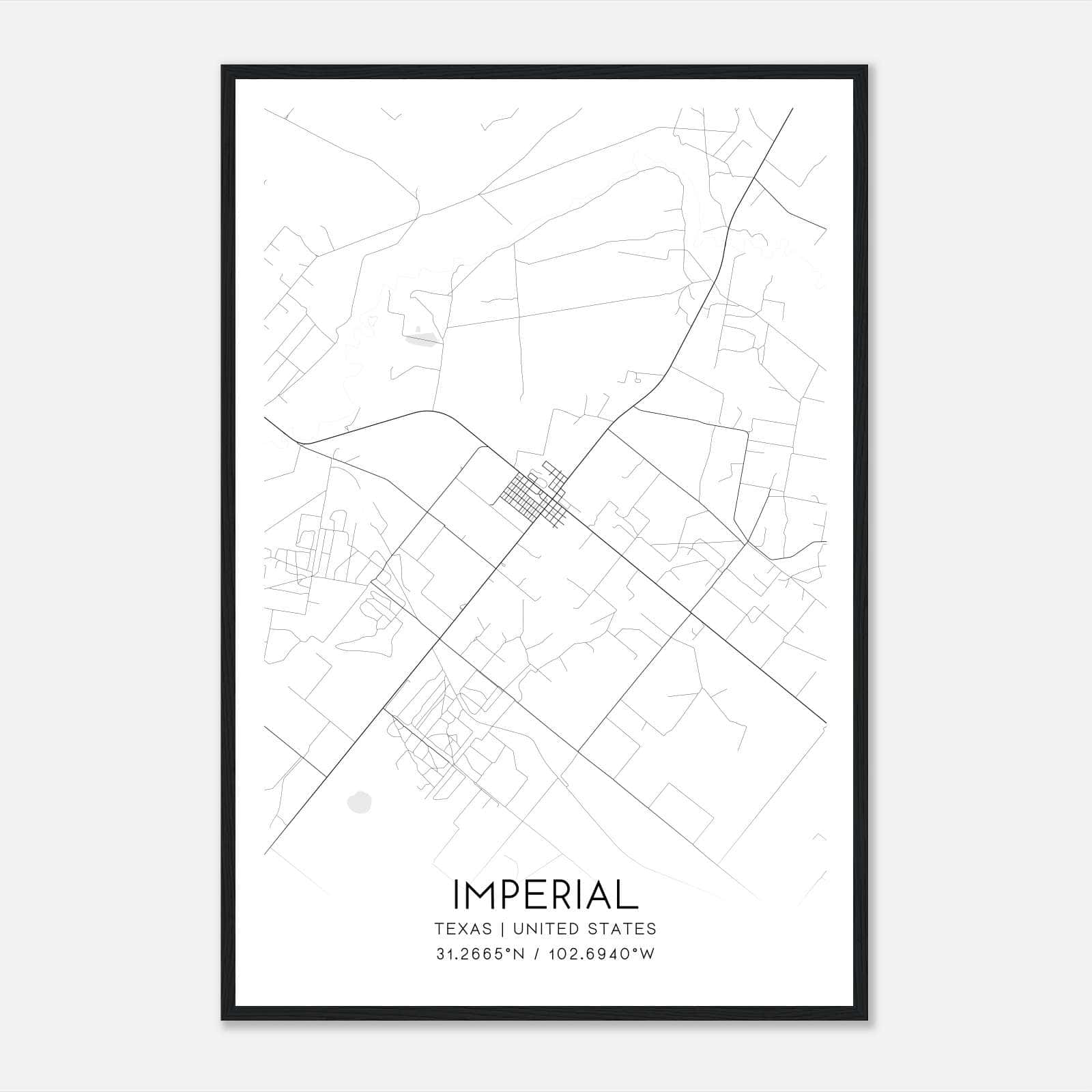 Imperial Texas Map Poster, Modern Home Decor Wall Art Print Imperial Texas Map Poster, Modern Home Decor Wall Art Print