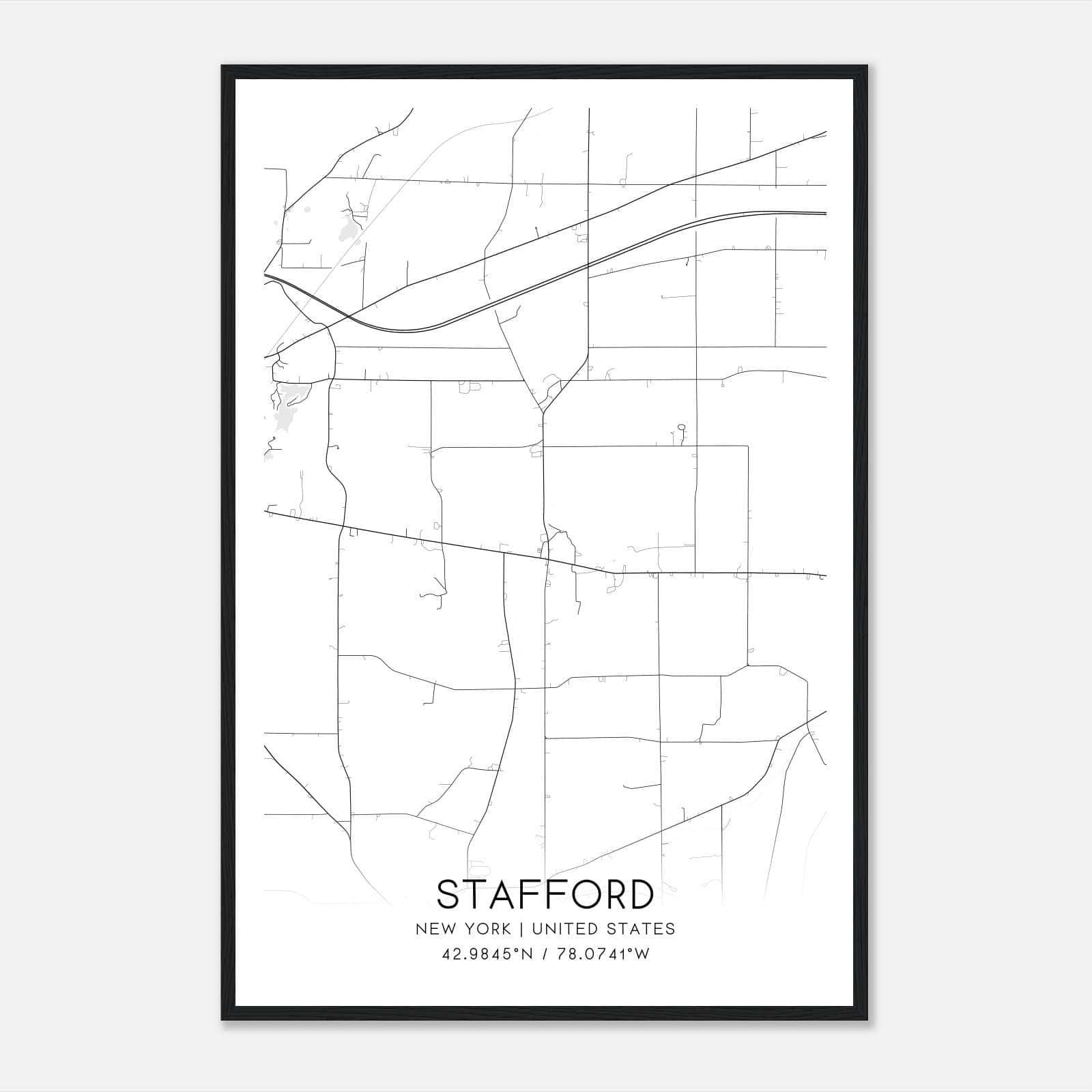 Stafford New York Map Poster, Modern Home Decor Wall Art Print Stafford New York Map Poster, Modern Home Decor Wall Art Print