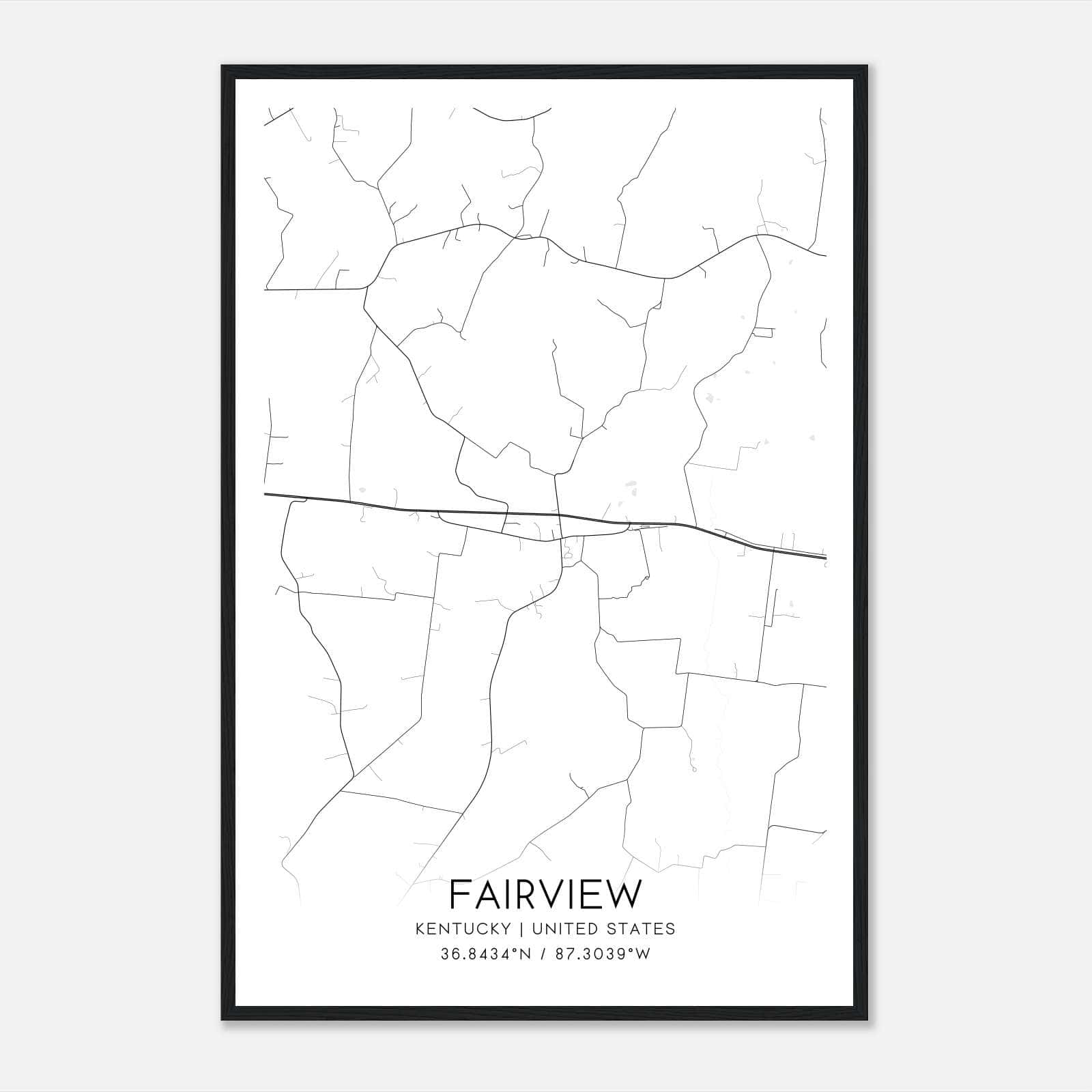 Fairview Kentucky Map Poster, Modern Home Decor Wall Art Print Fairview Kentucky Map Poster, Modern Home Decor Wall Art Print