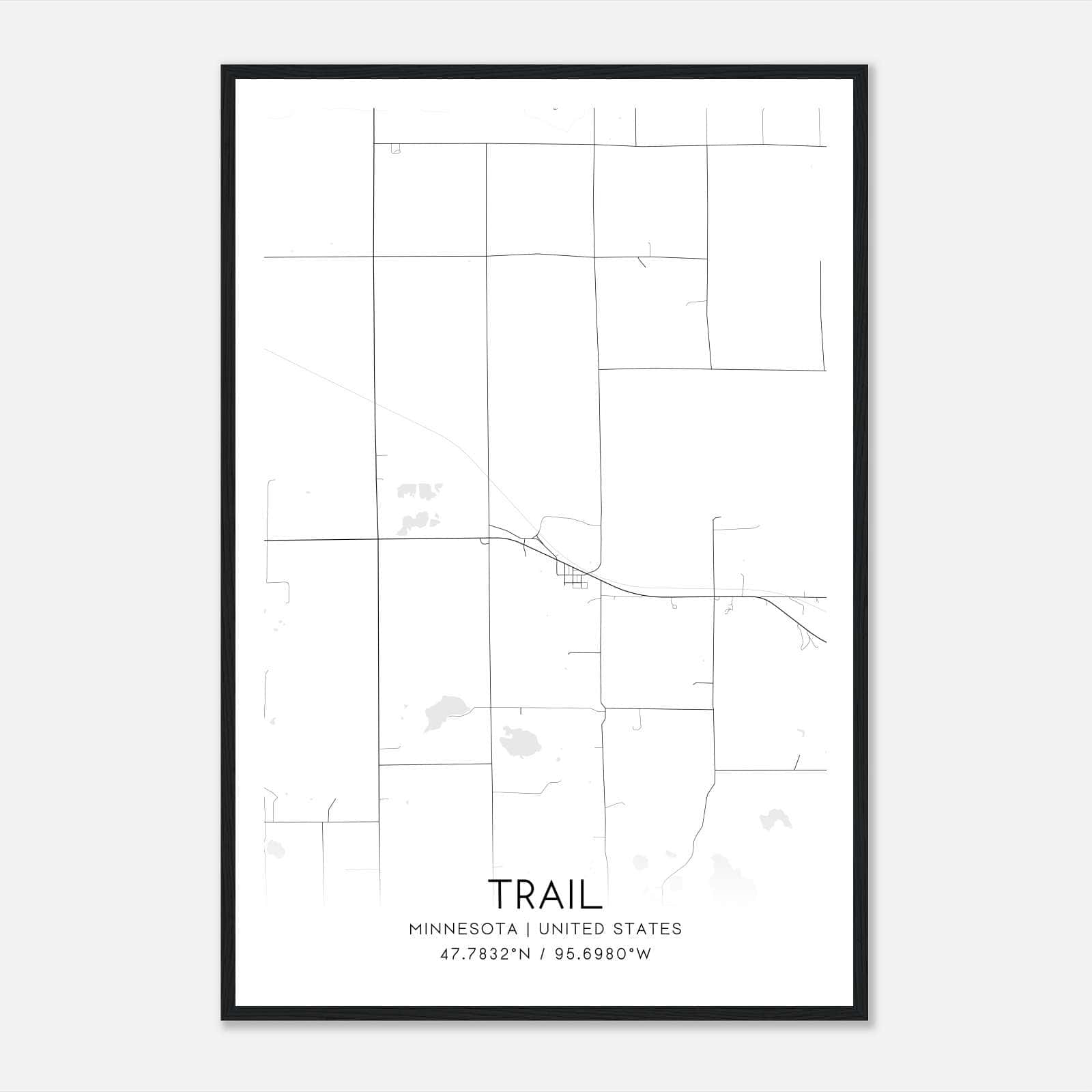 Trail Minnesota Map Poster, Modern Home Decor Wall Art Print Trail Minnesota Map Poster, Modern Home Decor Wall Art Print