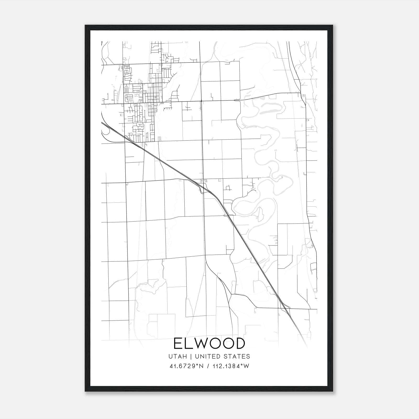 Elwood Utah Map Poster, Modern Home Decor Wall Art Print Elwood Utah Map Poster, Modern Home Decor Wall Art Print