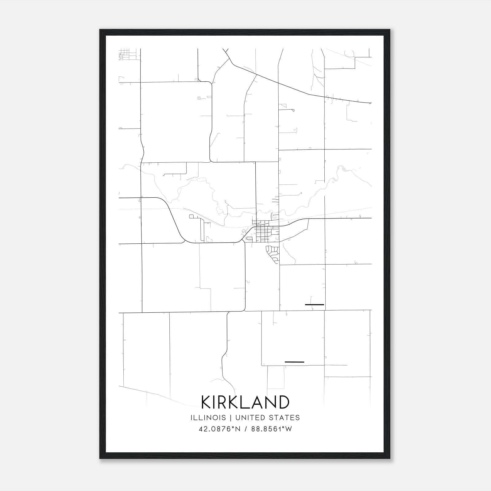 Kirkland Illinois Map Poster, Modern Home Decor Wall Art Print Kirkland Illinois Map Poster, Modern Home Decor Wall Art Print