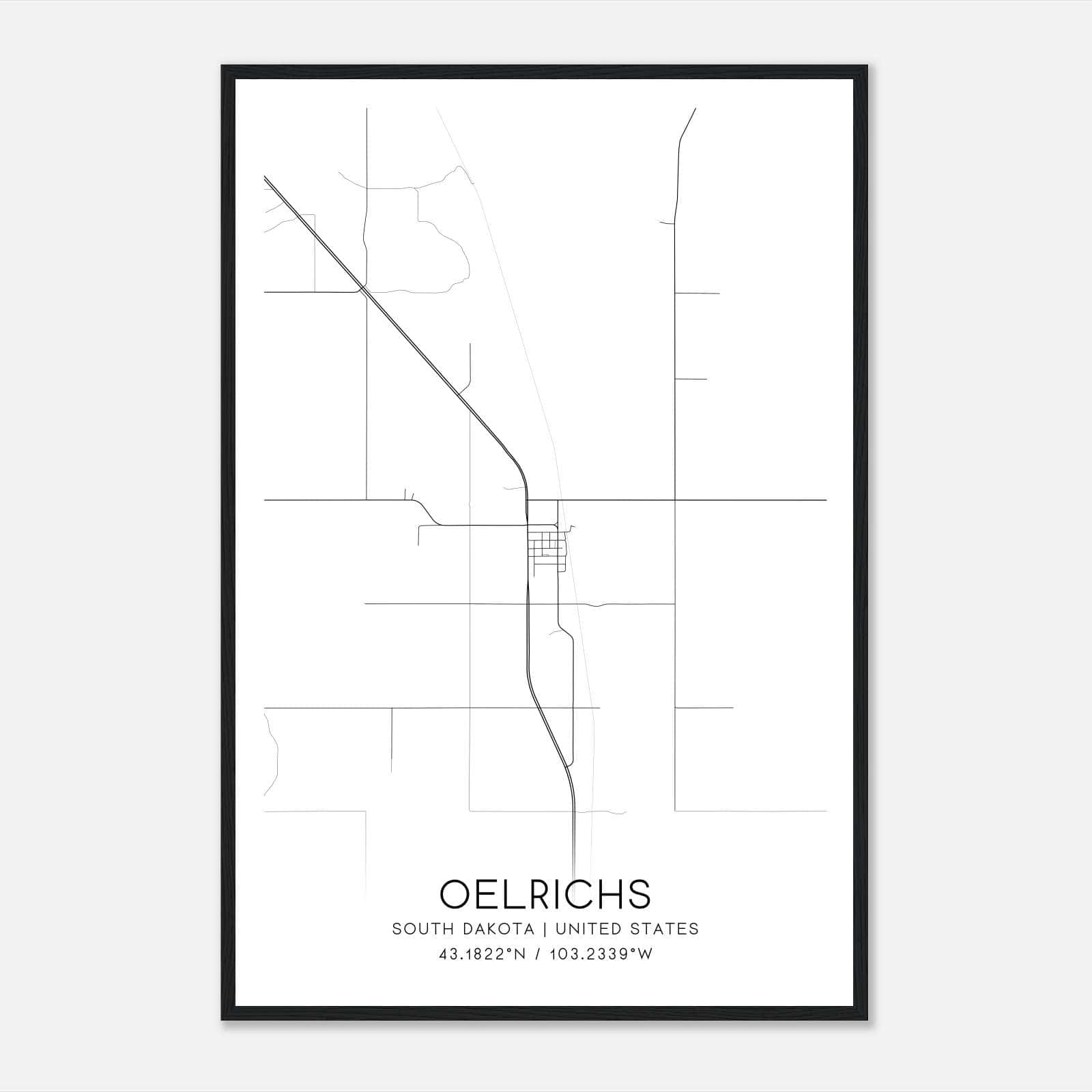 Oelrichs South Dakota Map Poster, Modern Home Decor Wall Art Print Oelrichs South Dakota Map Poster, Modern Home Decor Wall Art Print