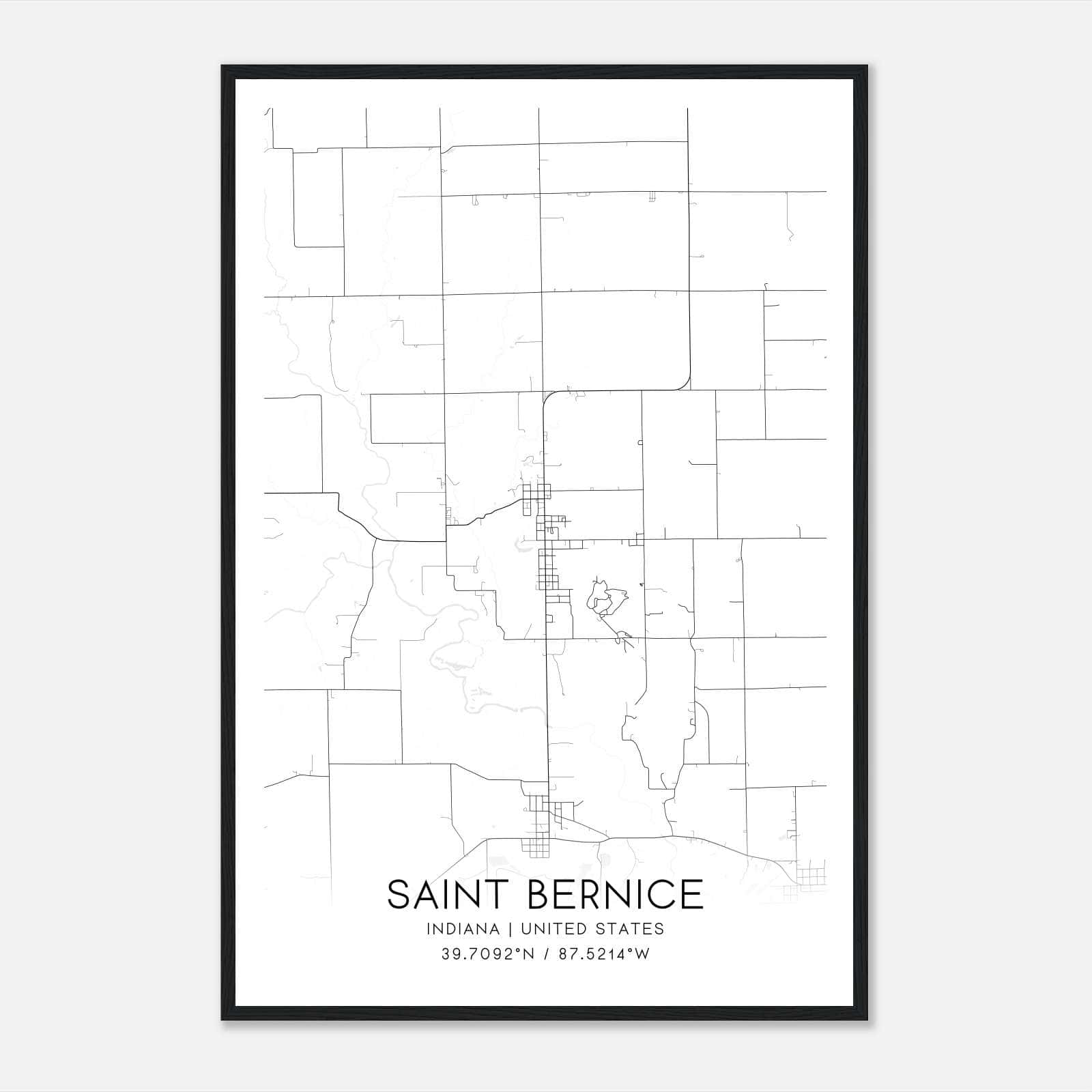 Saint Bernice Indiana Map Poster, Modern Home Decor Wall Art Print Saint Bernice Indiana Map Poster, Modern Home Decor Wall Art Print