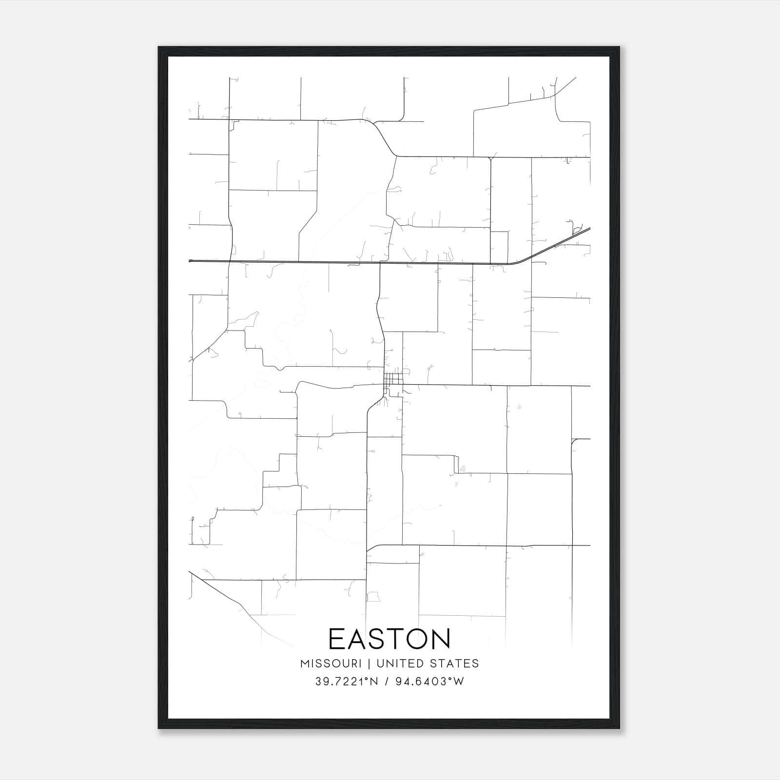 Easton Missouri Map Poster, Modern Home Decor Wall Art Print Easton Missouri Map Poster, Modern Home Decor Wall Art Print