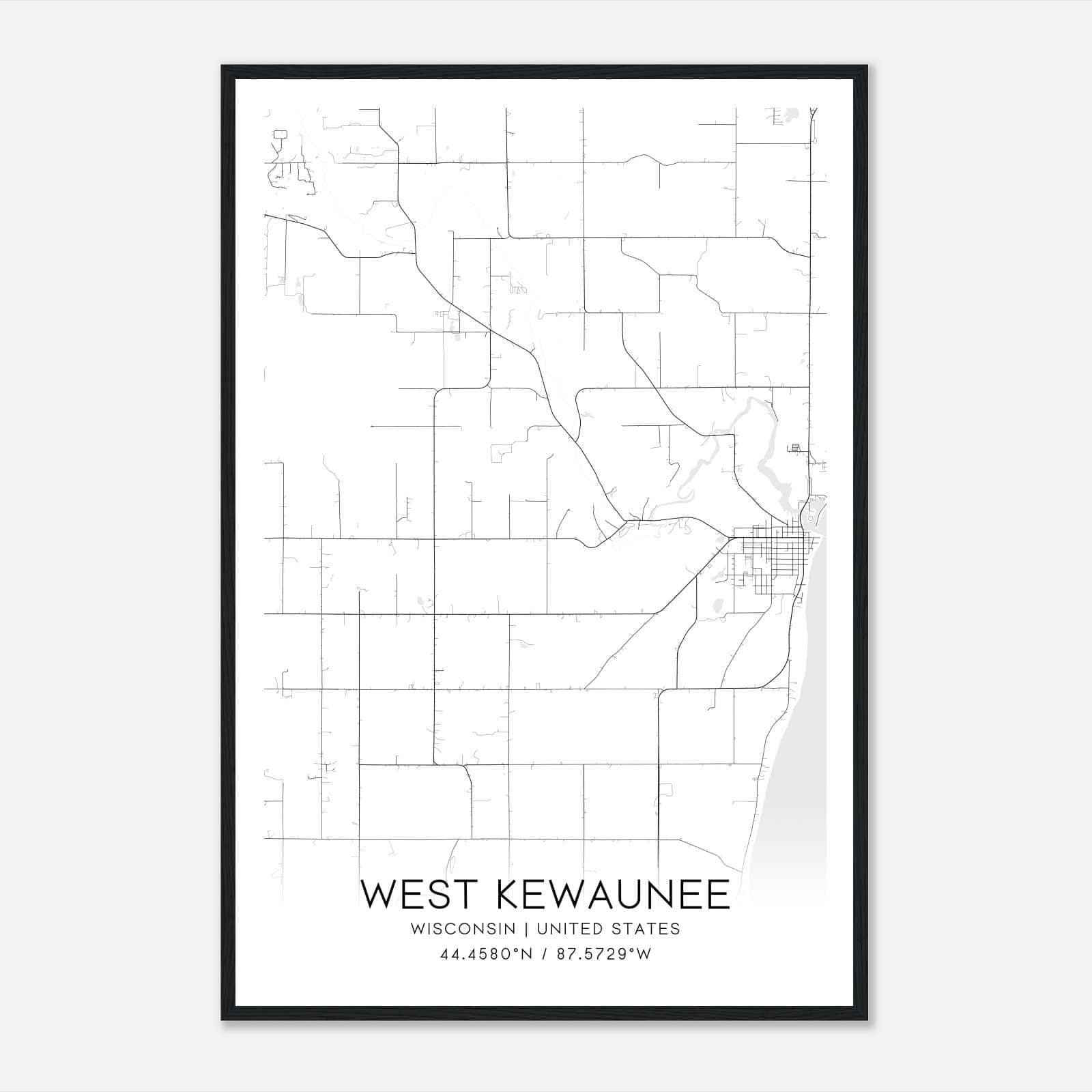West Kewaunee Wisconsin Map Poster, Modern Home Decor Wall Art Print West Kewaunee Wisconsin Map Poster, Modern Home Decor Wall Art Print