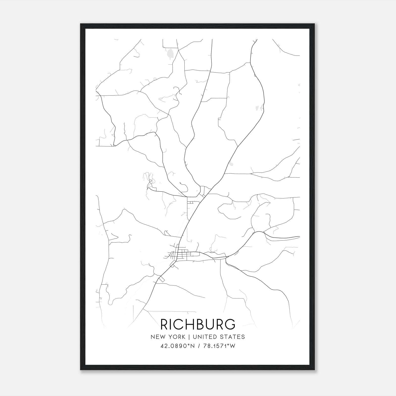 Richburg New York Map Poster, Modern Home Decor Wall Art Print Richburg New York Map Poster, Modern Home Decor Wall Art Print