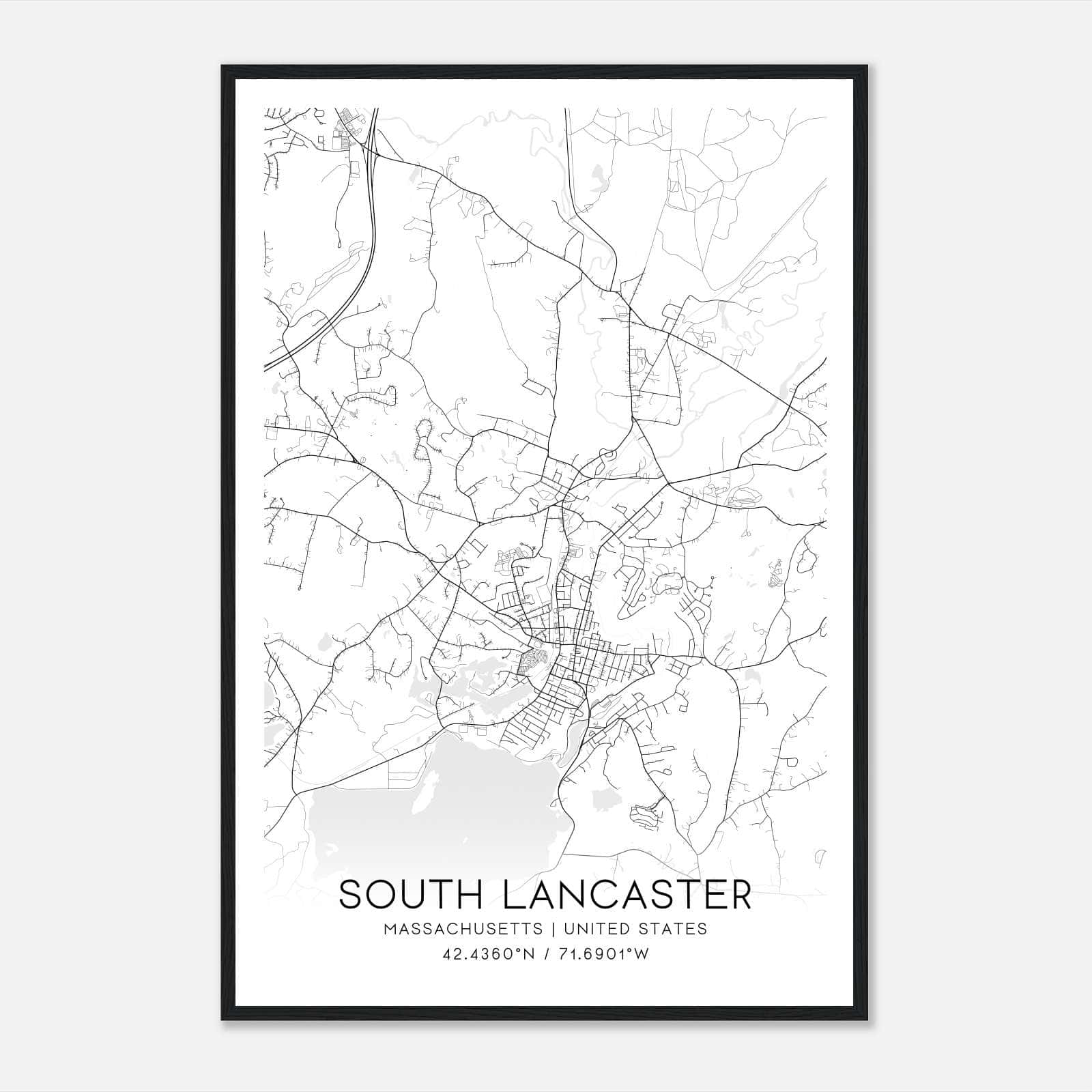South Lancaster Massachusetts Map Poster, Modern Home Decor Wall Art Print South Lancaster Massachusetts Map Poster, Modern Home Decor Wall Art Print