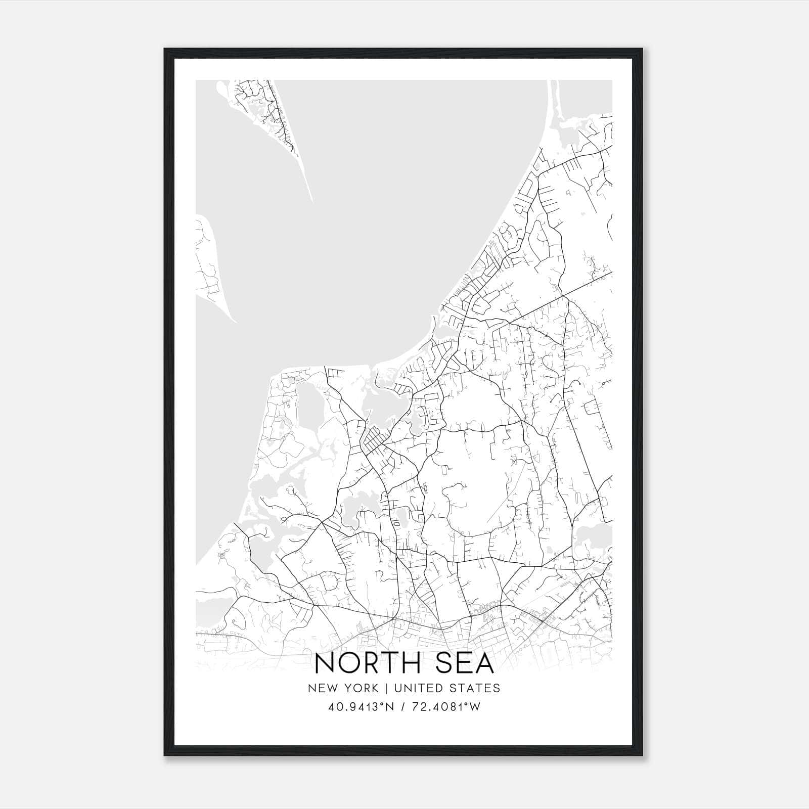 North Sea New York Map Poster, Modern Home Decor Wall Art Print North Sea New York Map Poster, Modern Home Decor Wall Art Print