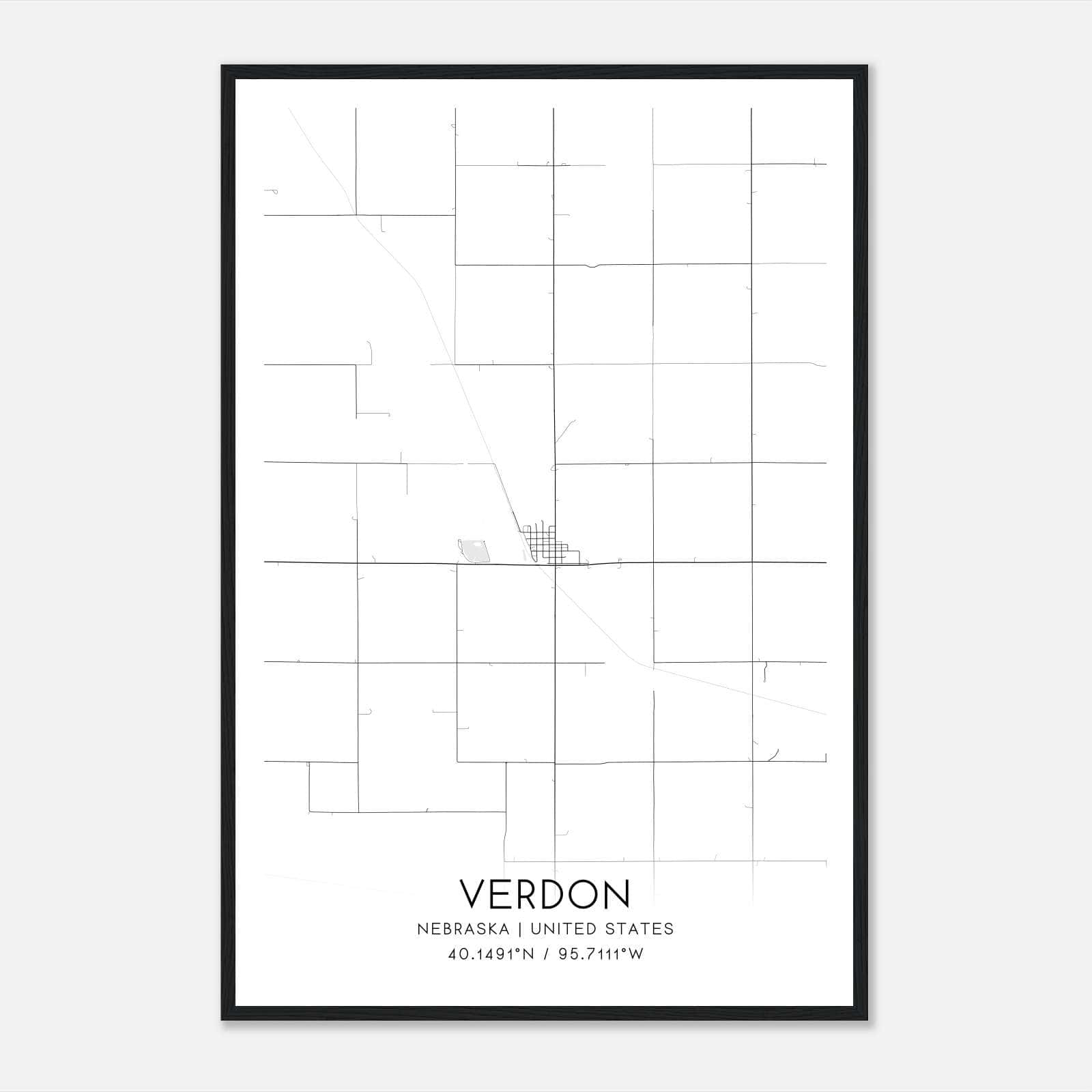 Verdon Nebraska Map Poster, Modern Home Decor Wall Art Print Verdon Nebraska Map Poster, Modern Home Decor Wall Art Print