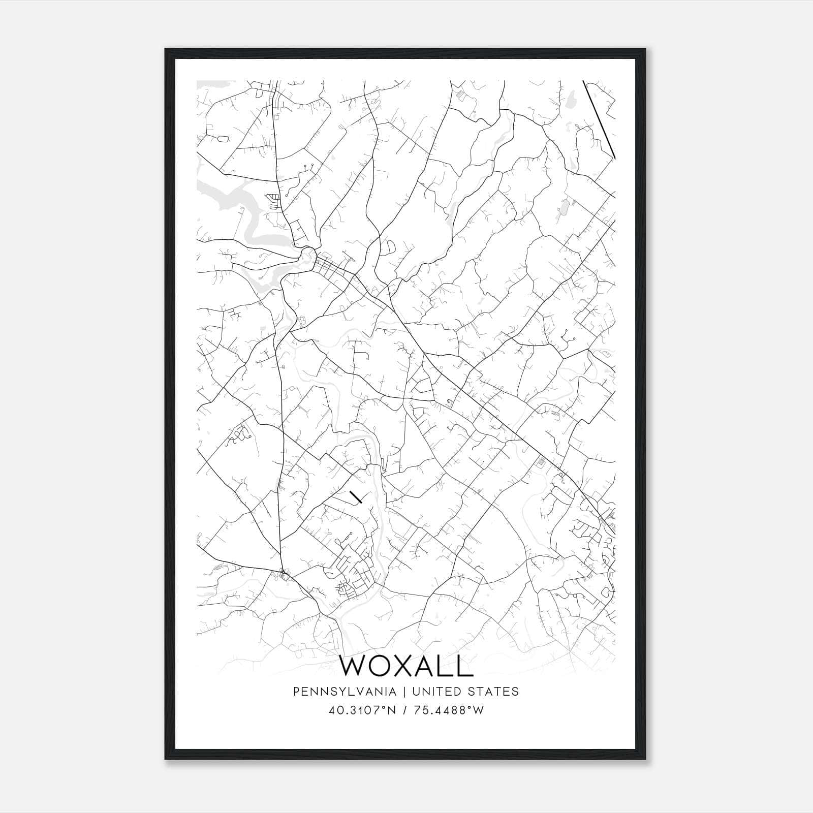 Woxall Pennsylvania Map Poster, Modern Home Decor Wall Art Print Woxall Pennsylvania Map Poster, Modern Home Decor Wall Art Print